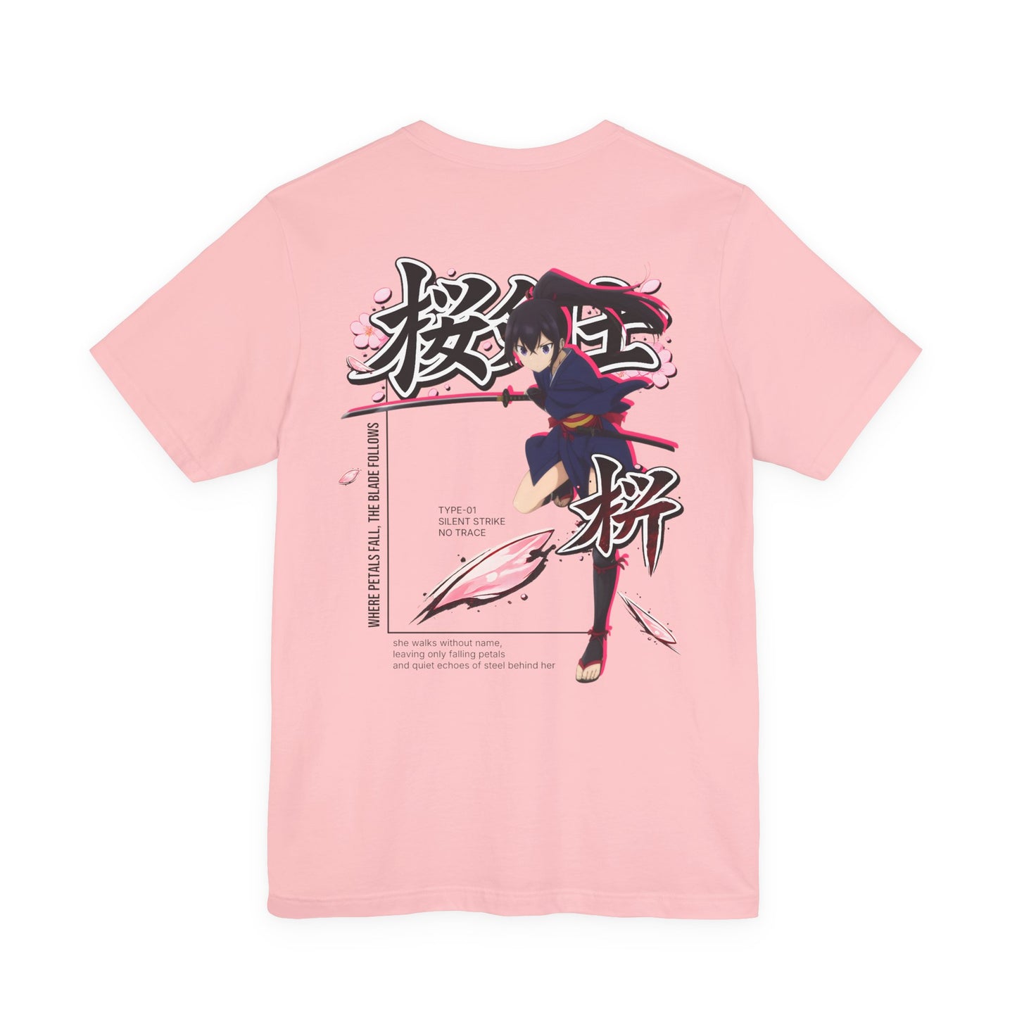 Anime Samurai Shirt – Samurai Girl Anime Tee, Katana Warrior Aesthetic Shirt, Japanese Style Back Print Tee, Ninja Girl Streetwear Shirt