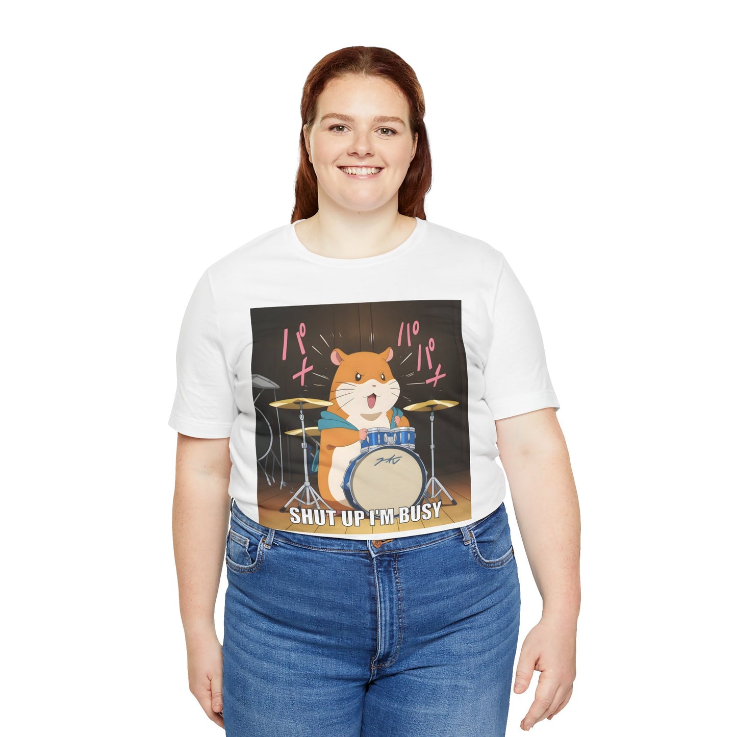 Funny Hamster Shirt – Shut Up I’m Busy Meme Tee, Drummer Animal T-Shirt for Musicians, Meme Goblins, and Loud Chaos Gremlins