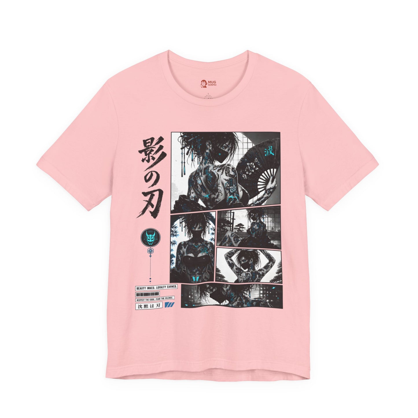 Anime Shinobi Tee – Tattooed Ninja Girl Shirt, Japanese Streetwear T-Shirt, Anime Assassin Gift, Dark Aesthetic Tee