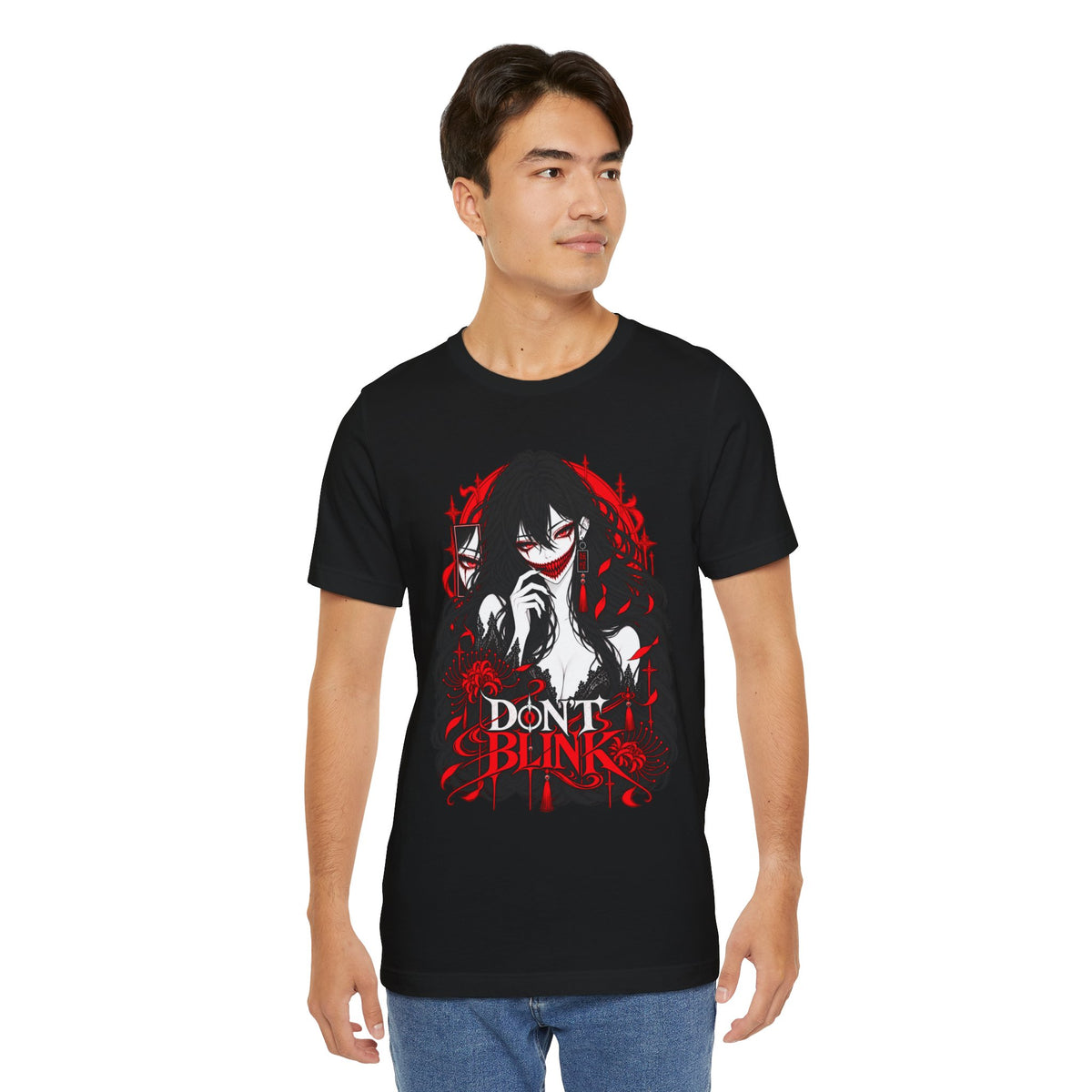Demon Girl Shirt – Red Black Yokai Horror Manga Graphic