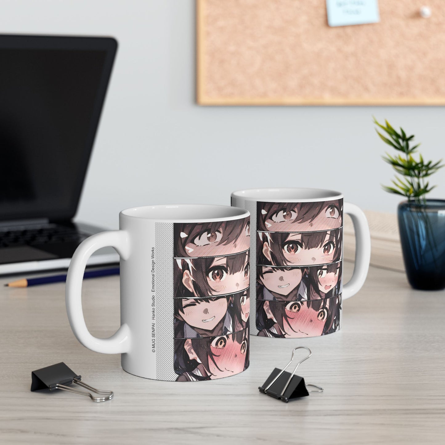 Anime Romance Mug – Blushing Reaction Panels, Cute Manga Couple Moment, Soft Crush Coffee Cup
