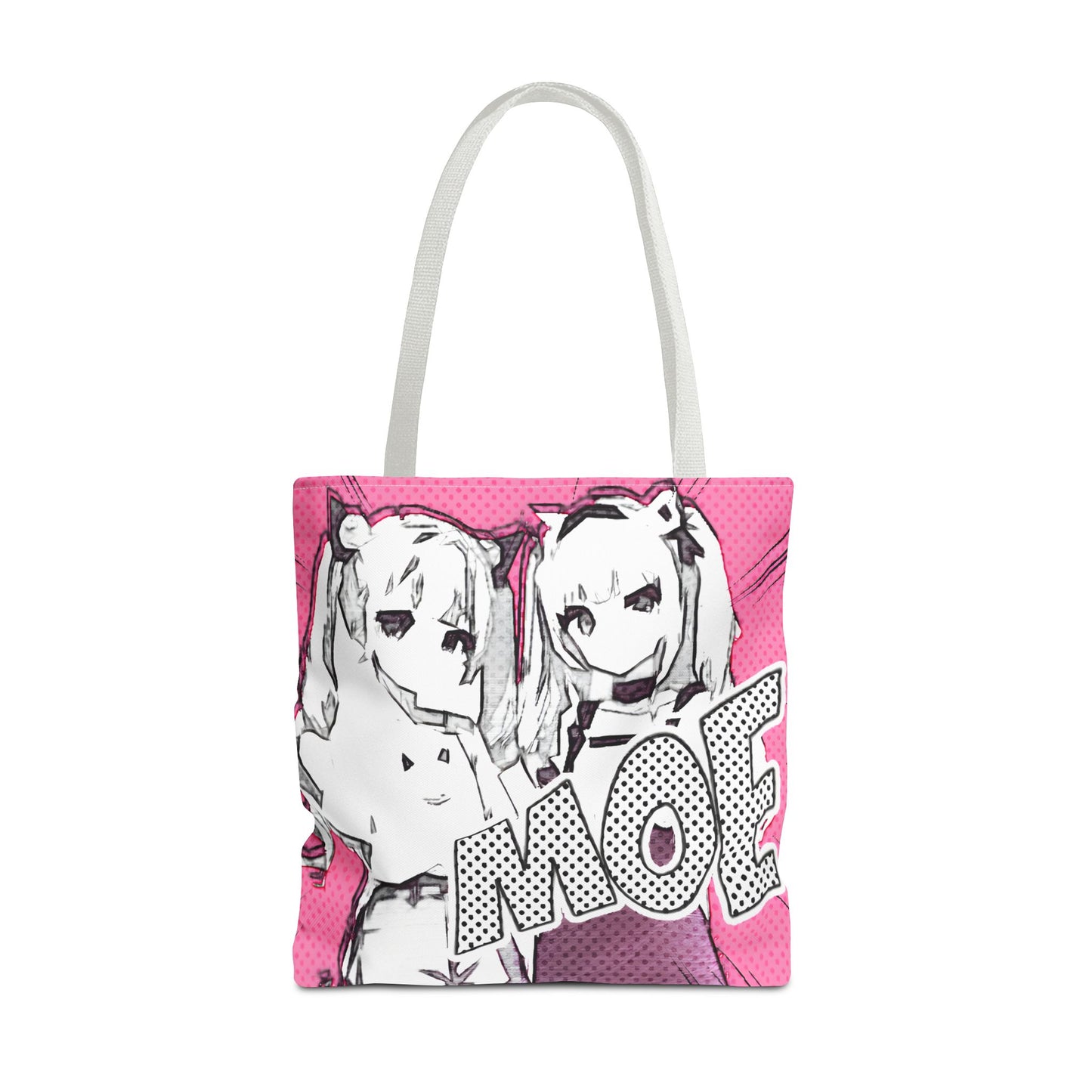 Anime Tote Bag – Pink Pop-Manga MOE Girls, Cute Manga Art Aesthetic Bag