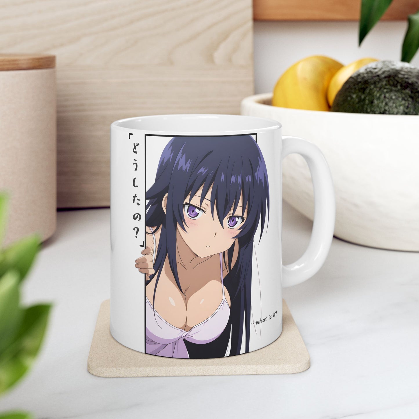 Anime Girl Mug – Curious Peek Waifu Cup, Soft Teasing Anime Aesthetic, Cute Romantic Anime Coffee Mug, Subtle Anime Gift