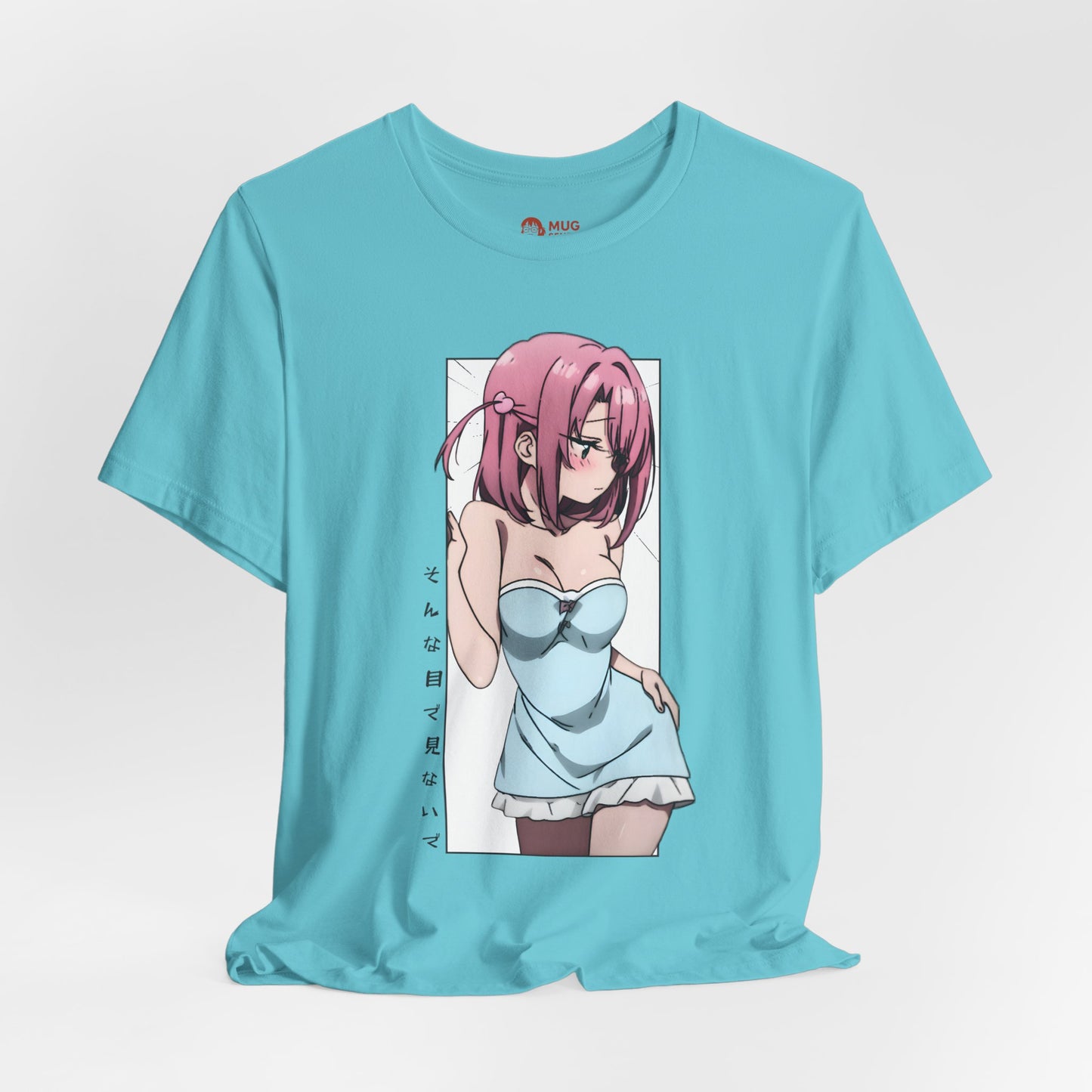 Anime Girl T Shirt – Blushing Tsundere Moment, Soft Pink-Haired Anime Art Tee, Don’t Look Flustered Aesthetic Shirt
