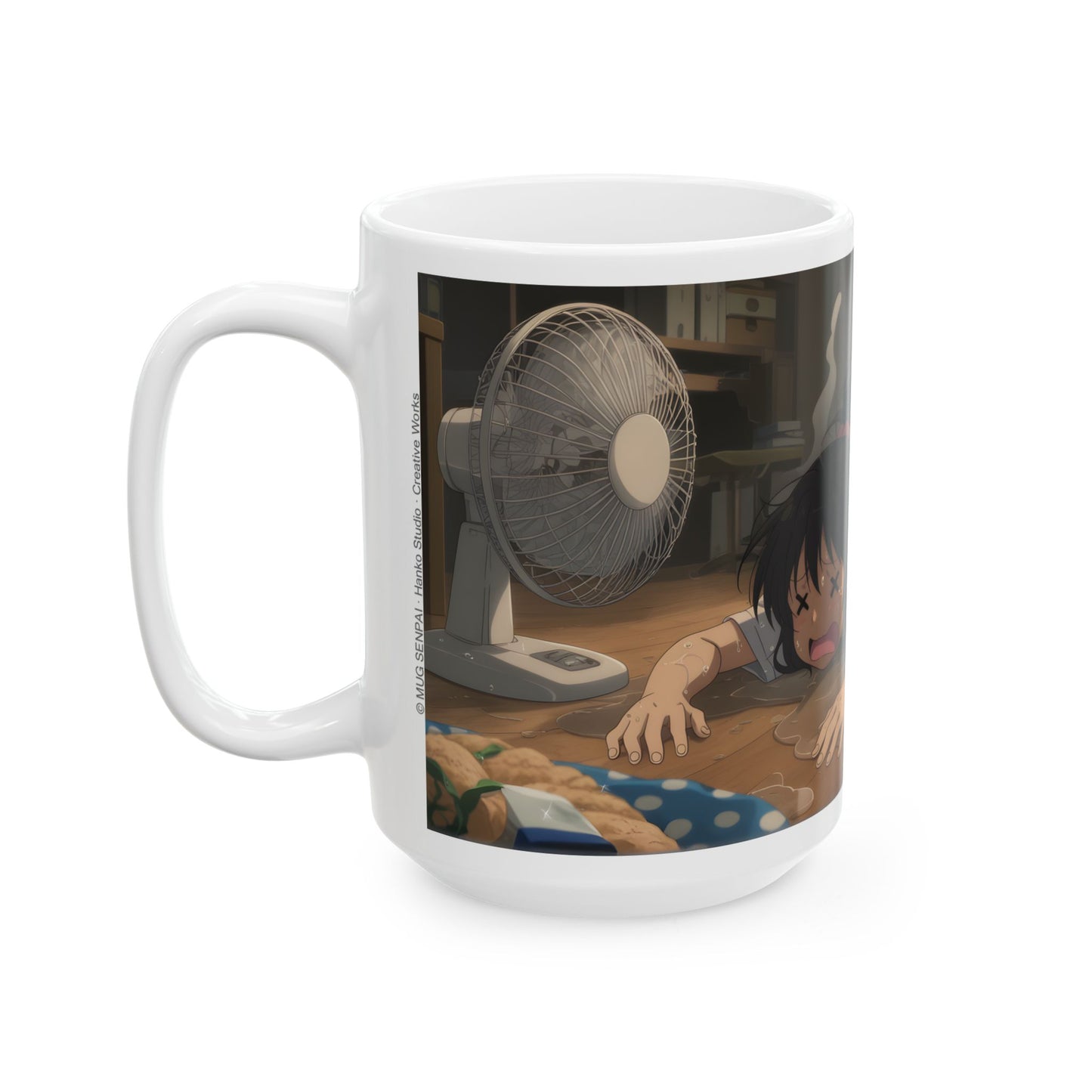 Funny Summer Anime Mug, Heat Exhaustion Anime Girl Coffee Cup, Relatable Hot Weather Mug