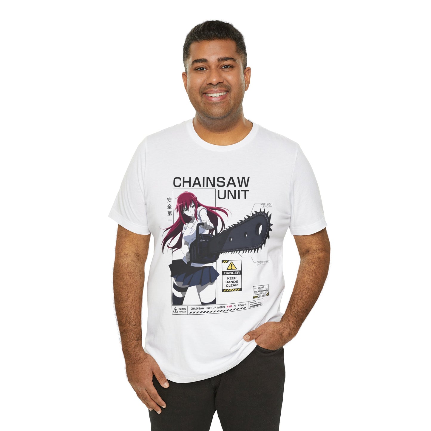 Anime Chainsaw Shirt – Manga Girl Graphic Tee, Japanese Streetwear T-Shirt, Red Hair Anime Shirt, Otaku Gift