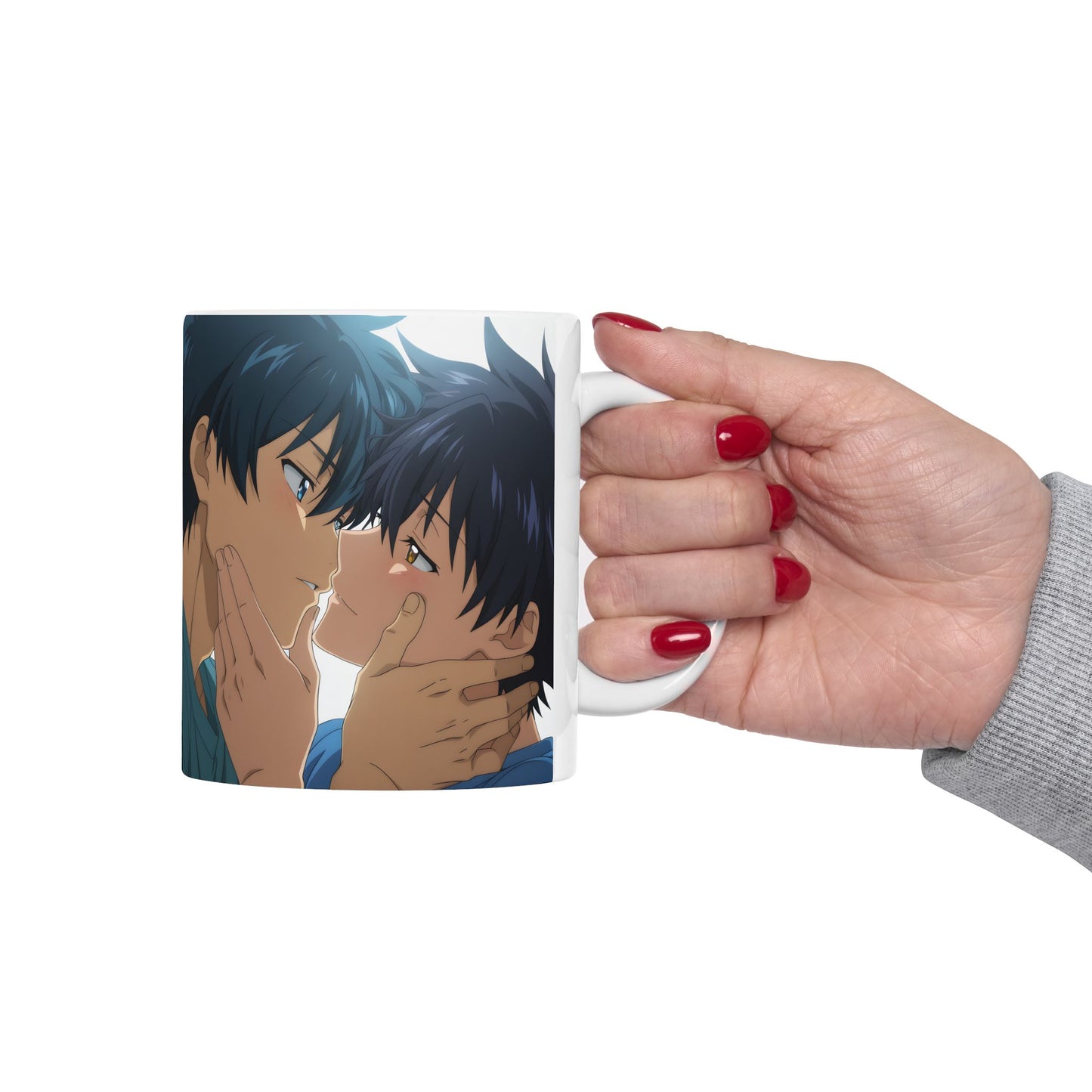 Anime Couple Mug – Soft Almost Kiss Scene, Romantic BL Anime Cup, Intimate Love Moment Coffee Mug, Slow Burn Romance Gift