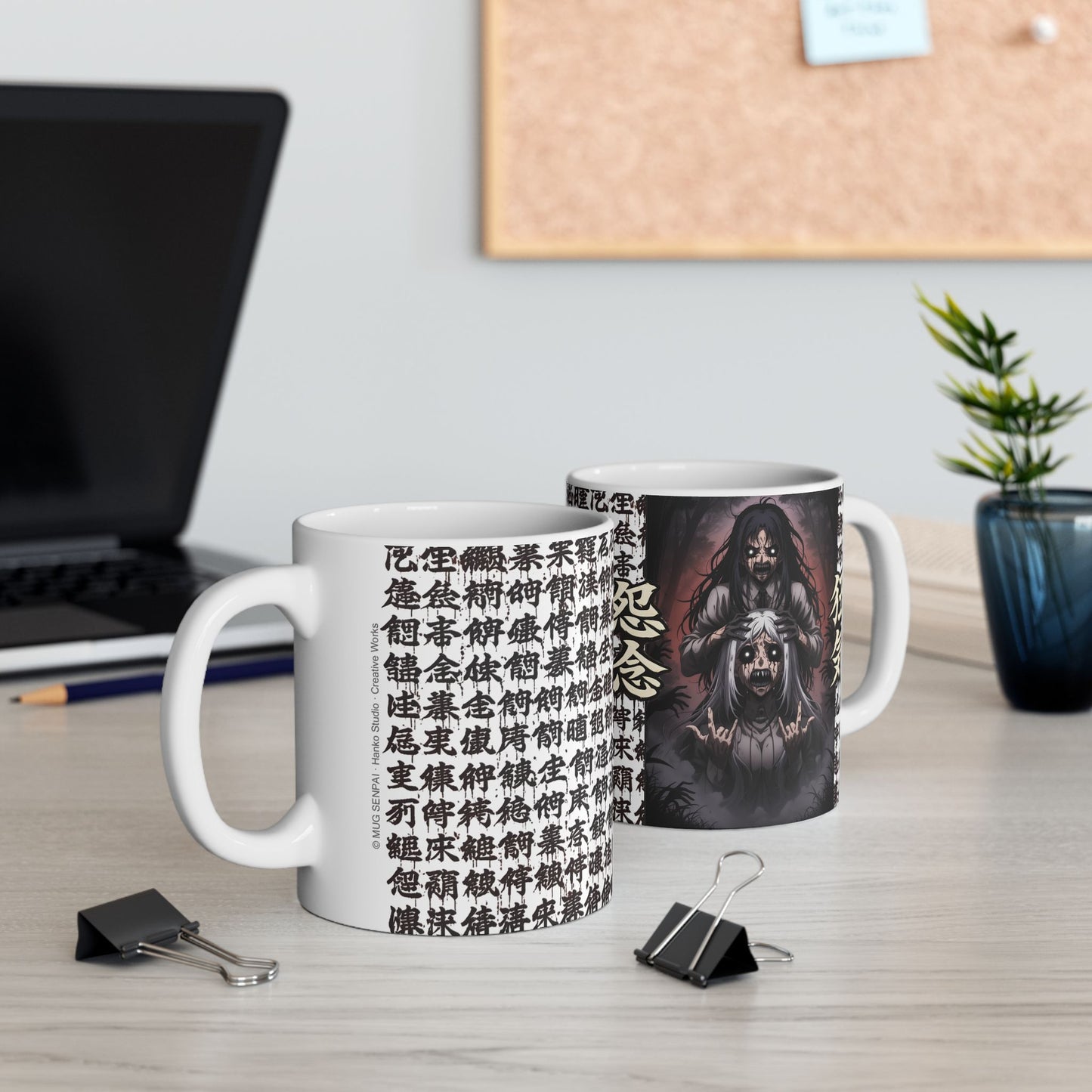 Anime Horror Mug – Creepy Spirit Design, Dark Manga Aesthetic Coffee Cup, Japanese Horror Style Mug, Unsettling Anime Gift