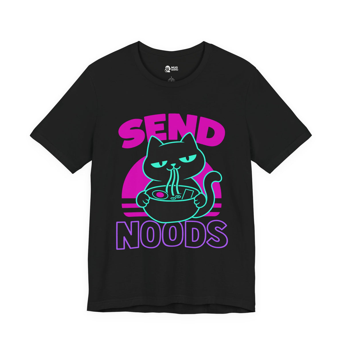 Funny Cat Meme Tee – Send Noods Neon Ramen Cat Shirt