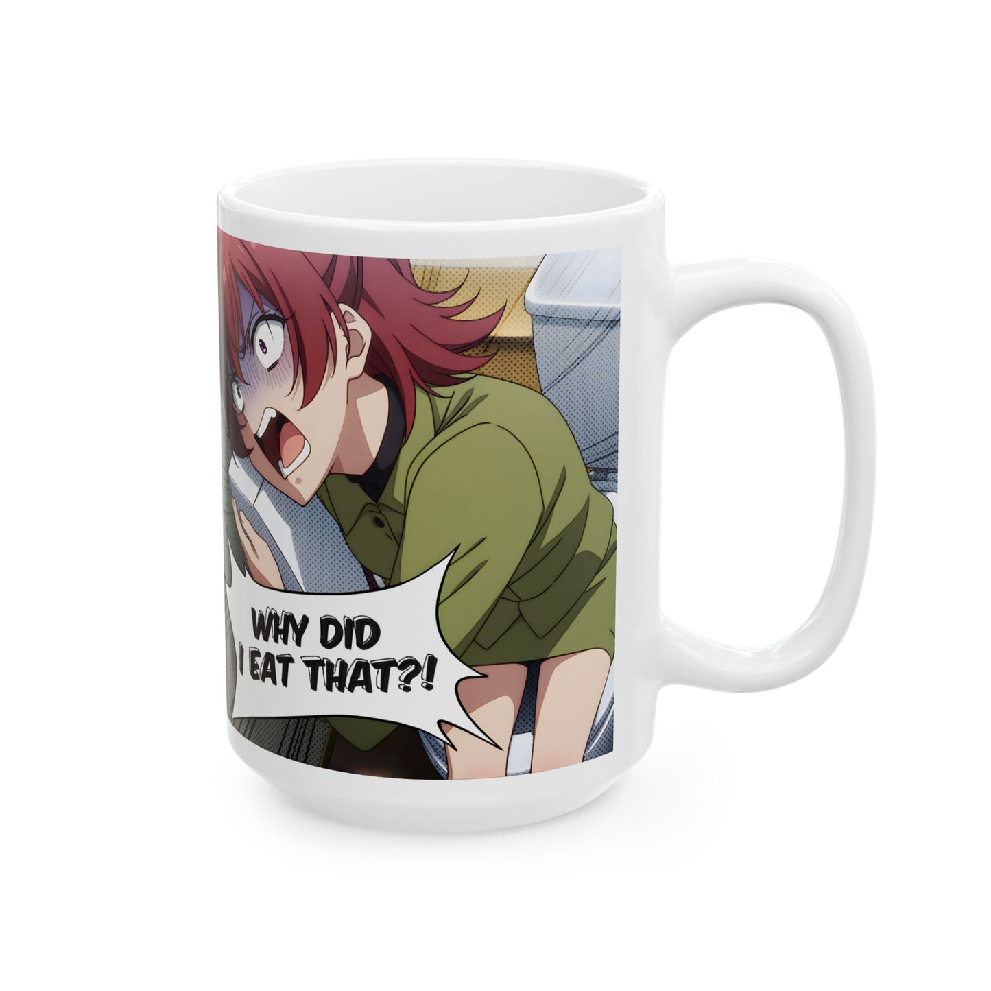 Anime Funny Mug – Hilarious Food Regret Scene, Meme-Style Panic Reaction, Chaotic Anime Girl Coffee Cup