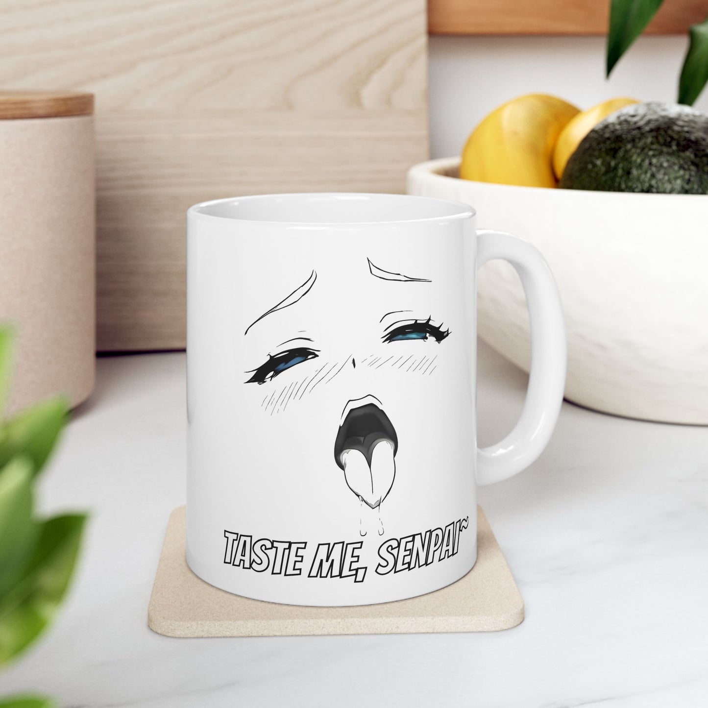 Ahegao Meme Mug – “Taste Me, Senpai” Lewd Anime Face with Blue Eyes, NSFW Otaku Coffee Cup for Bold Weeb Energy and Spicy Gags