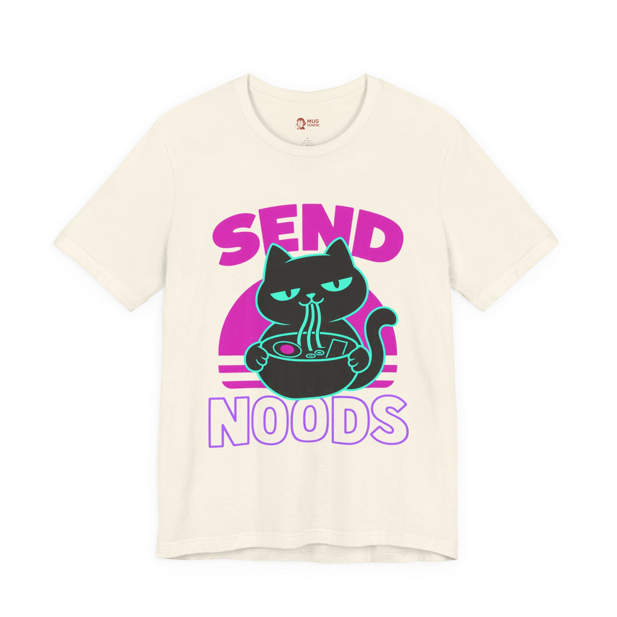 Funny Cat Meme Tee – Send Noods Neon Ramen Cat Shirt