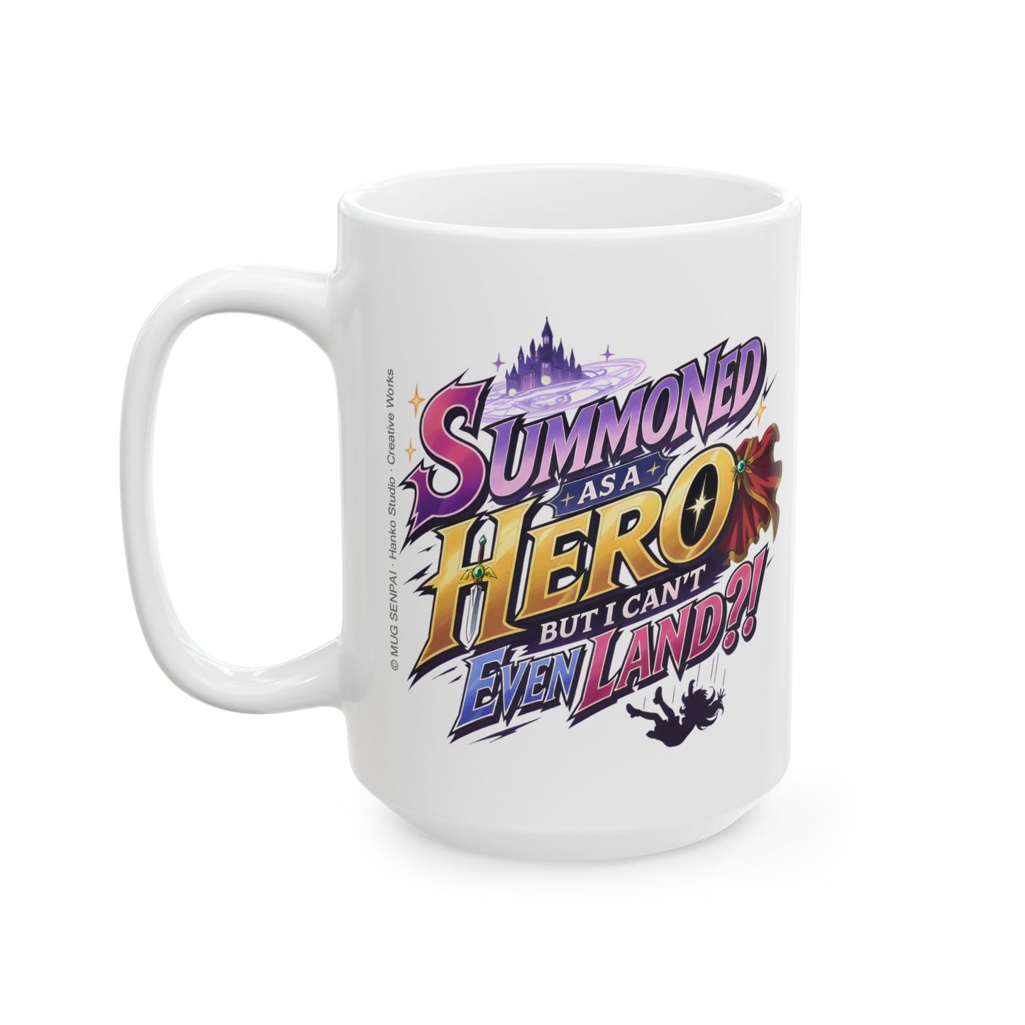 Funny Anime Mug – Summoned Hero Isekai Fail Cup, Gamer Humor Coffee Mug, Fantasy Meme Gift