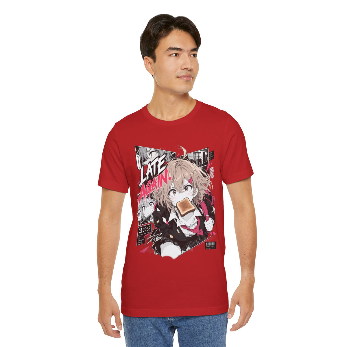 Anime Meme Shirt – Late Again School Girl & Toast Manga Graphic