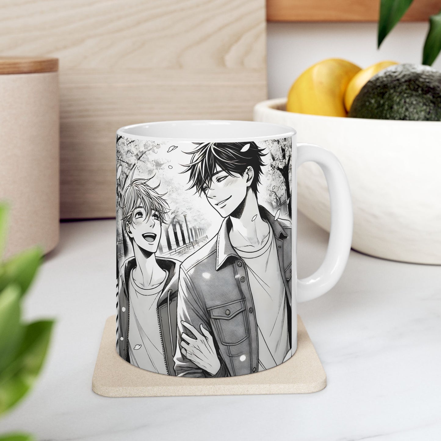 Anime Boys Love Mug – Soft BL Walk Home Scene, Gentle Manga Romance Coffee Cup for Fans of Quiet Love