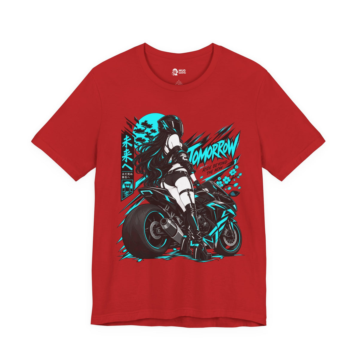 Motorcycle Girl Shirt – Neon Anime Biker Streetwear