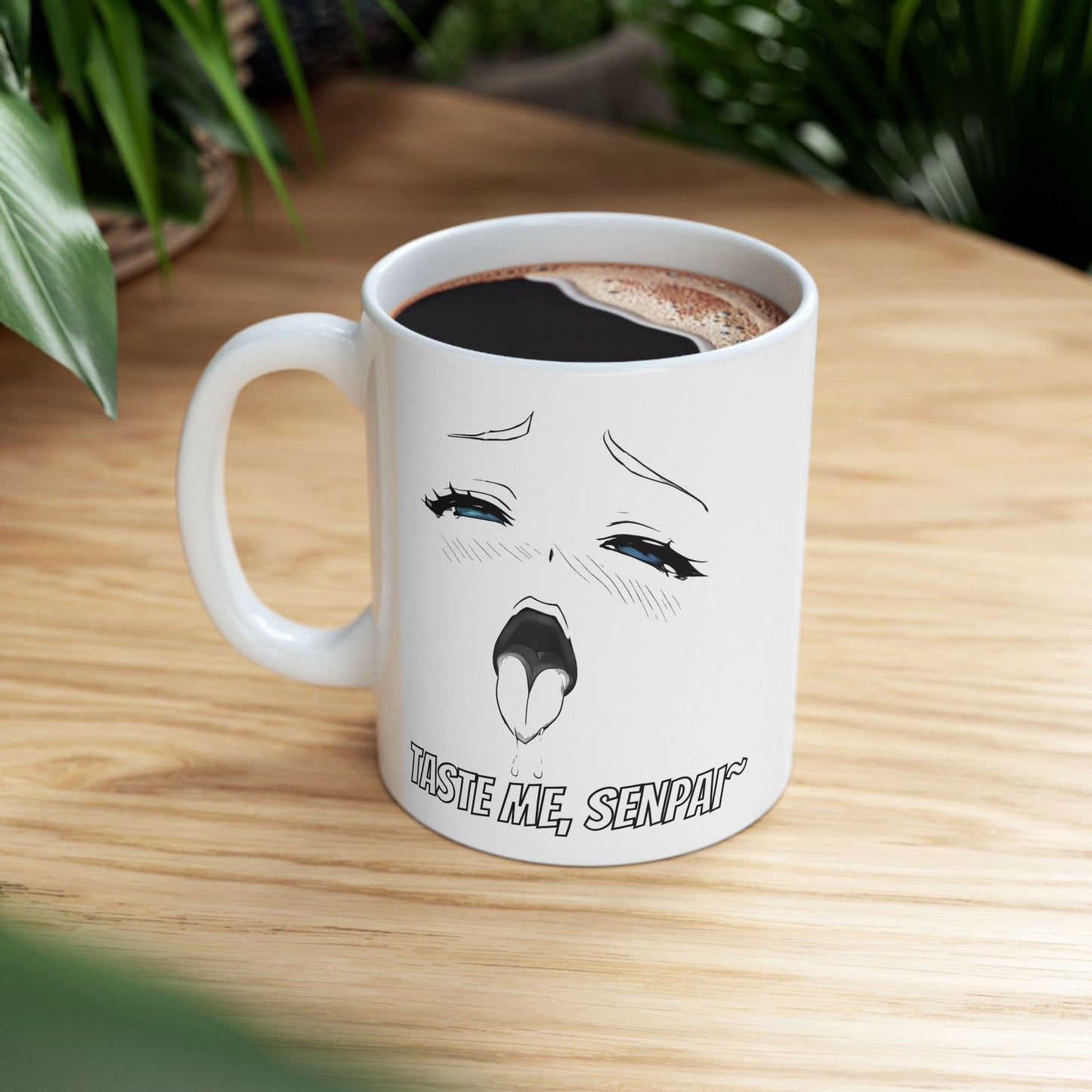 Ahegao Meme Mug – “Taste Me, Senpai” Lewd Anime Face with Blue Eyes, NSFW Otaku Coffee Cup for Bold Weeb Energy and Spicy Gags