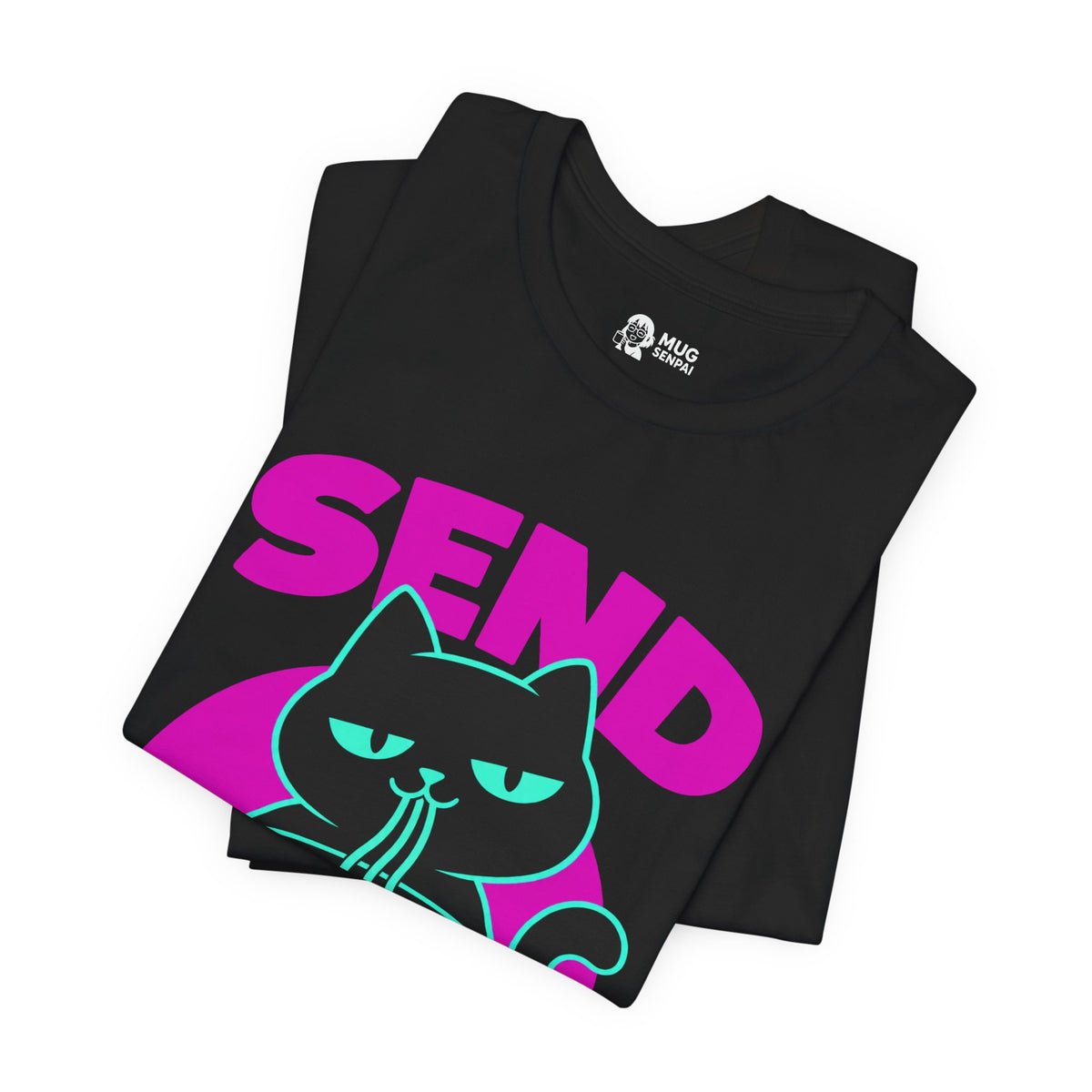 Funny Cat Meme Tee – Send Noods Neon Ramen Cat Shirt