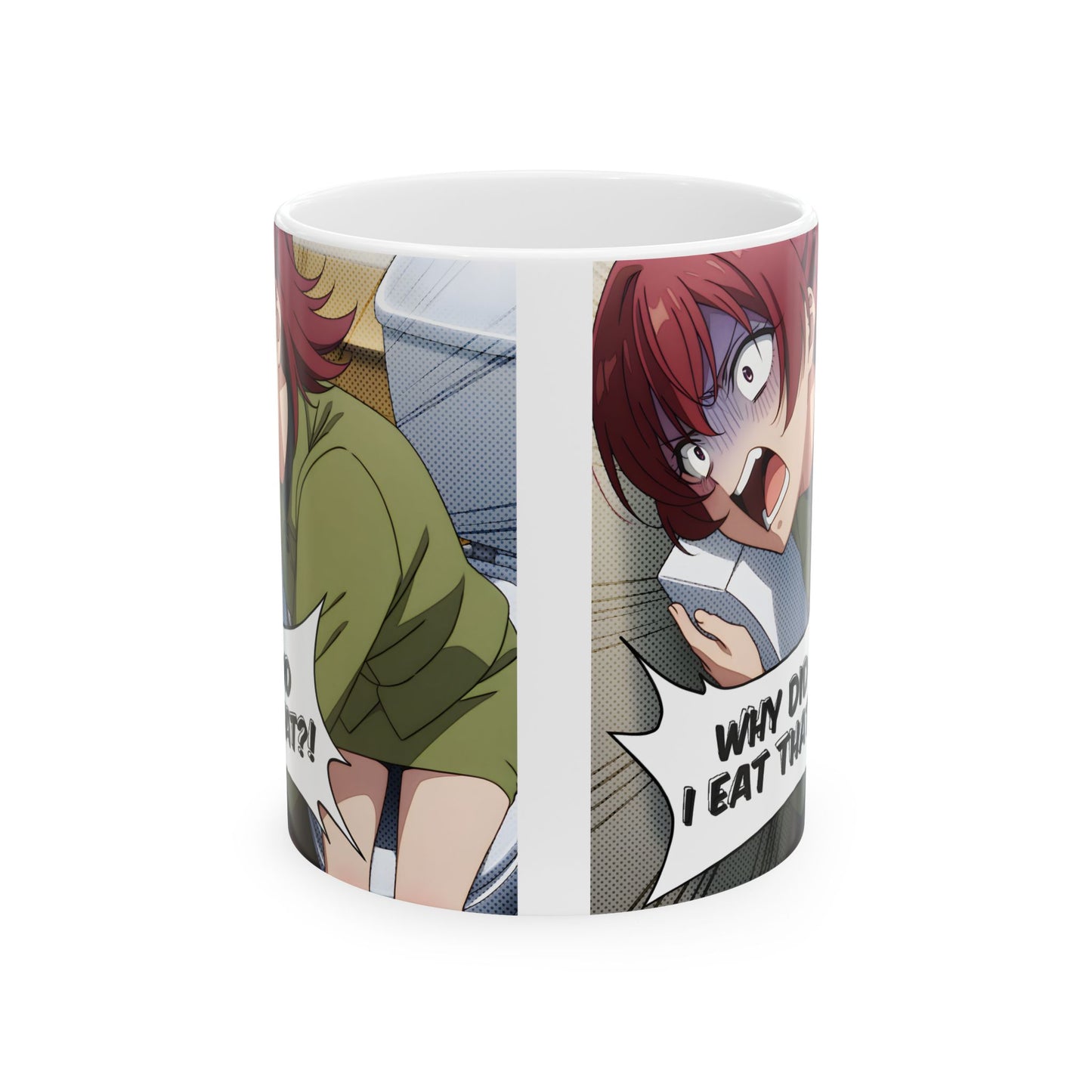 Anime Funny Mug – Hilarious Food Regret Scene, Meme-Style Panic Reaction, Chaotic Anime Girl Coffee Cup