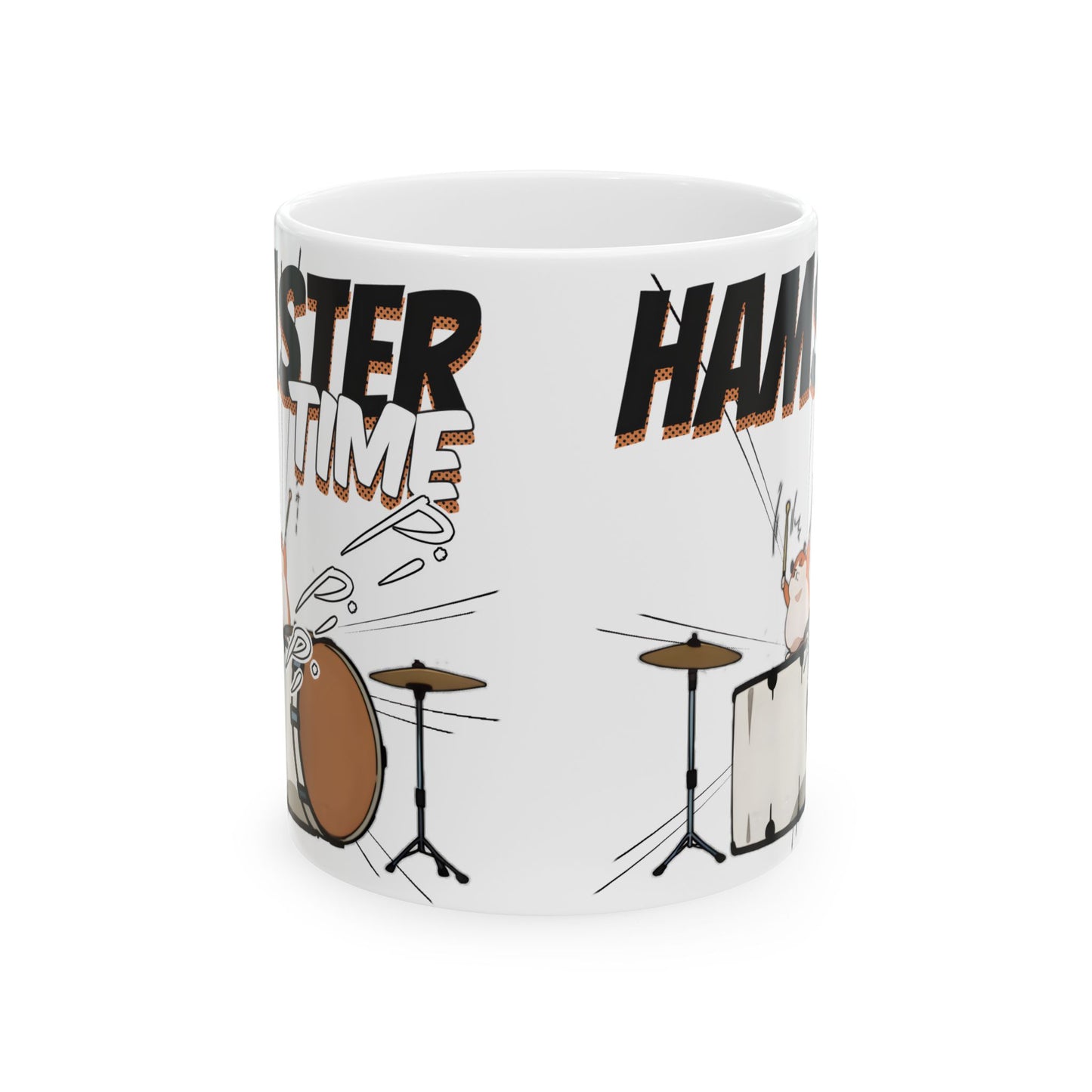 Hamster Meme Mug – Funny Kawaii Drummer Scene, Chaotic Animal Manga Coffee Cup for Desk Gremlins