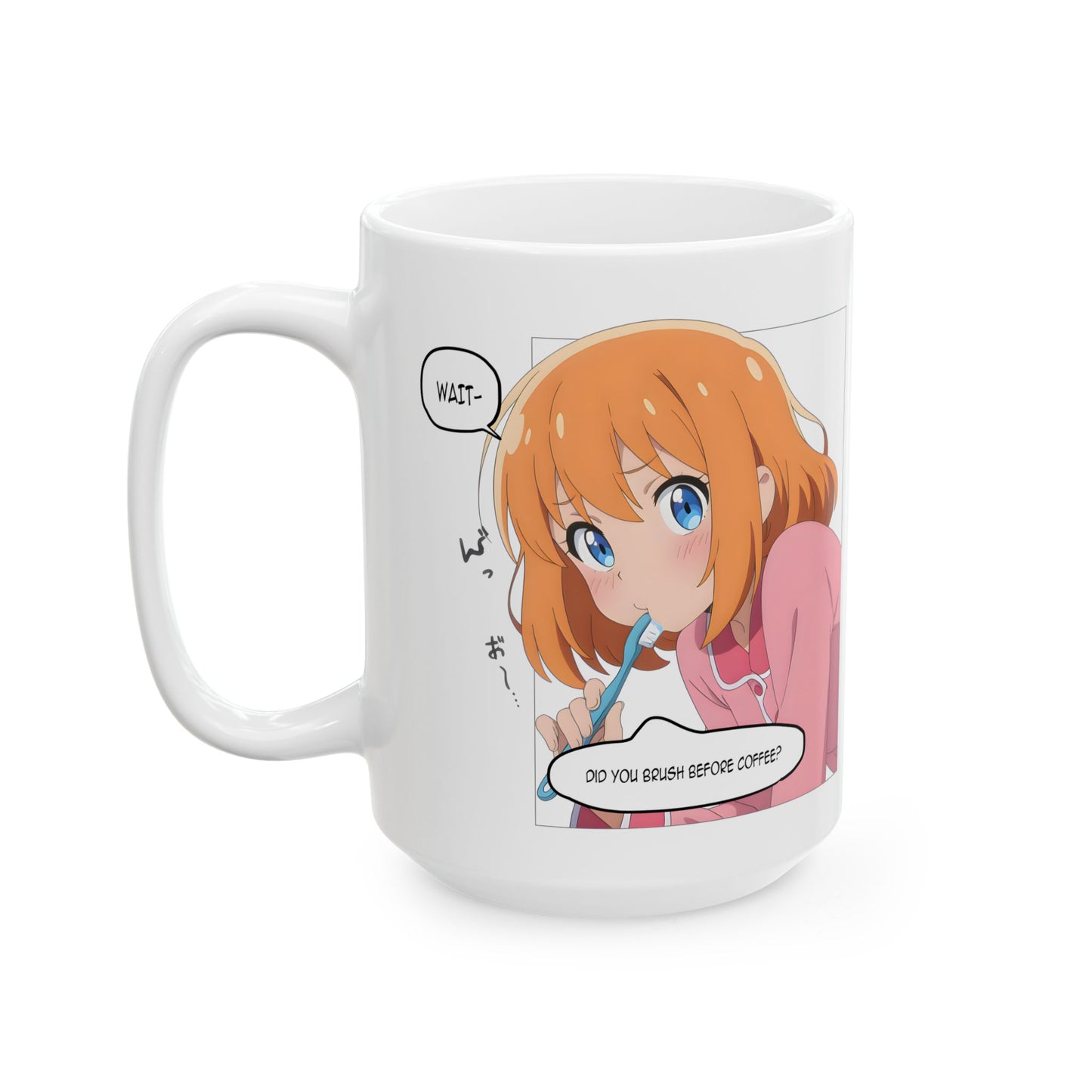 Anime Morning Mug – Did You Brush Before Coffee Meme Cup, Kawaii Confrontational Girl, Funny Otaku Gift for Chaotic Wakeup Gremlins