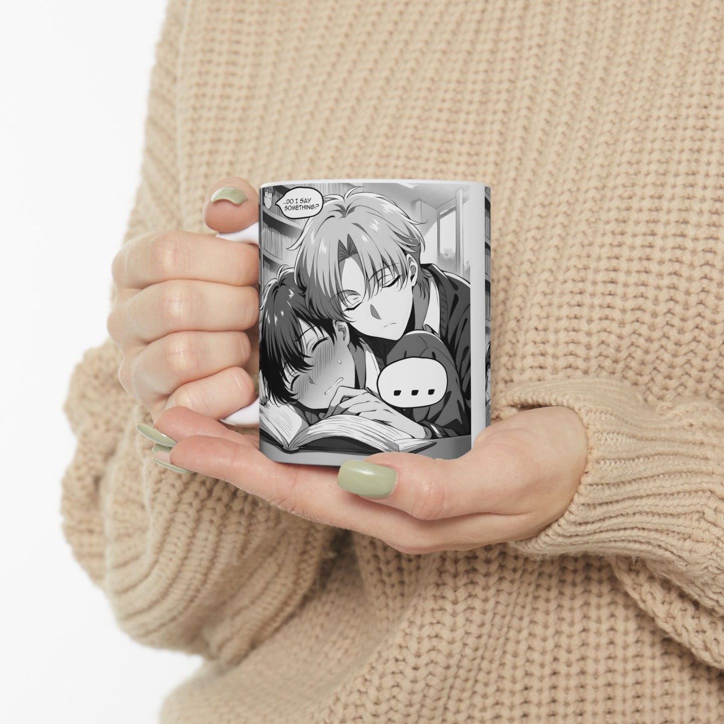 BL Anime Mug – Soft Library Scene, Sleepy Manga Boys Moment, Gentle Slow-Burn Romance Coffee Cup