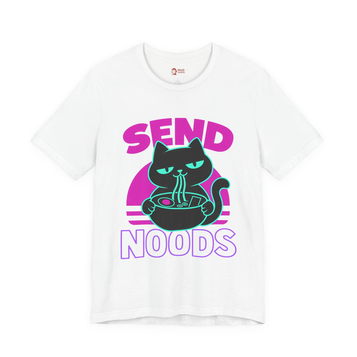 Funny Cat Meme Tee – Send Noods Neon Ramen Cat Shirt