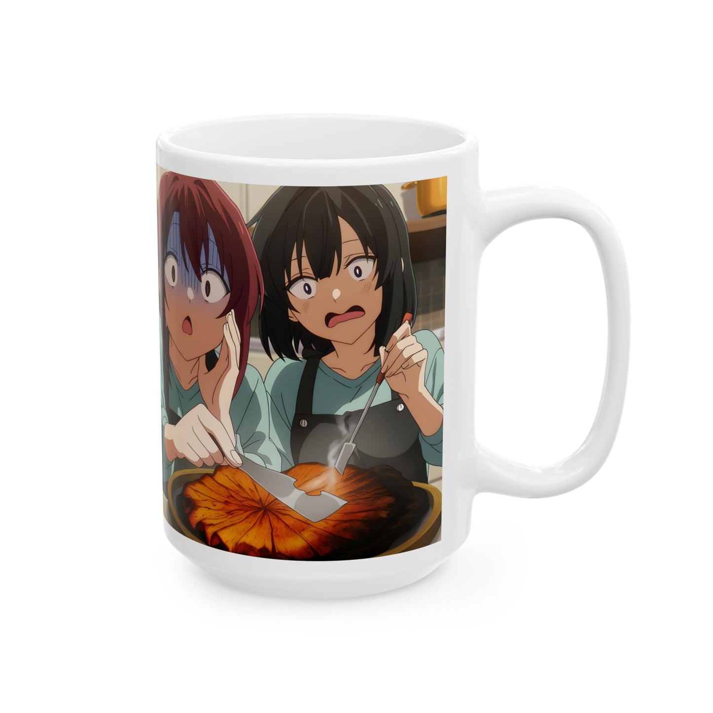 Anime Funny Mug – Kitchen Fail Girls, Hilarious Cooking Disaster Scene Cup