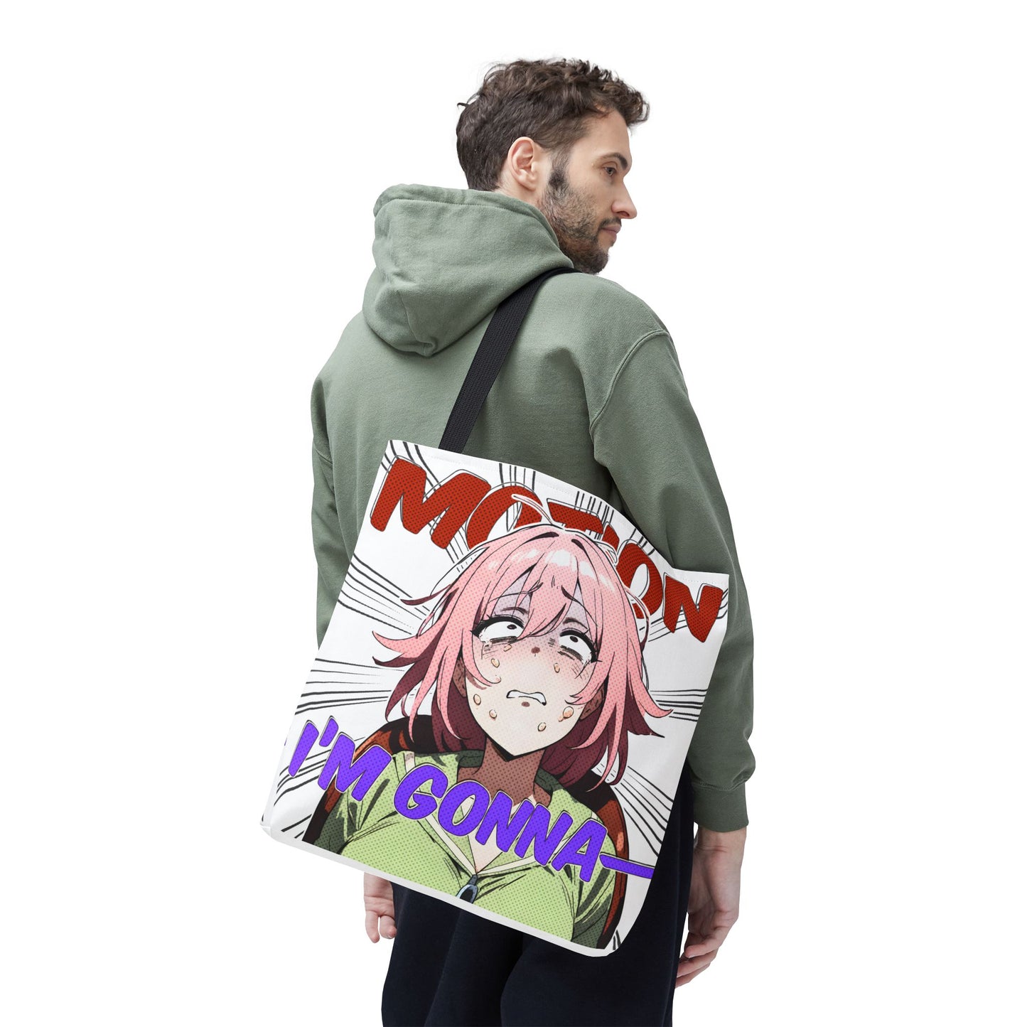 Anime Meme Tote Bag – Motion-Sick Reaction Face, Hilarious Panic Scene, Funny Otaku Humor Bag