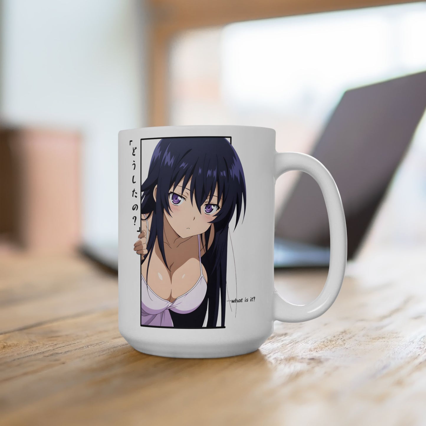 Anime Girl Mug – Curious Peek Waifu Cup, Soft Teasing Anime Aesthetic, Cute Romantic Anime Coffee Mug, Subtle Anime Gift