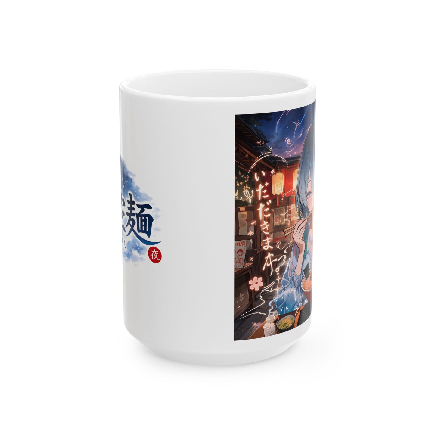 Anime Food Mug – Ramen Girl Night Scene, Cozy Japanese Street Food Aesthetic, Late Night Anime Cup for Otaku, Warm Noodle Mood Coffee Mug