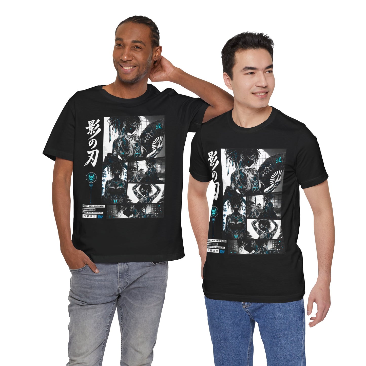 Anime Shinobi Tee – Tattooed Ninja Girl Shirt, Japanese Streetwear T-Shirt, Anime Assassin Gift, Dark Aesthetic Tee