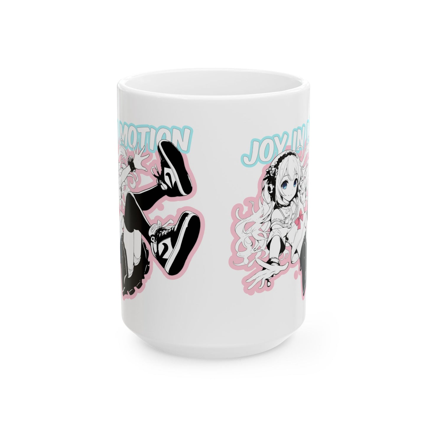 Soft Anime Girl Mug – Joy in Motion, Pastel Kawaii Otaku Gift for Fans of Bright Chaos and Sweet Energy