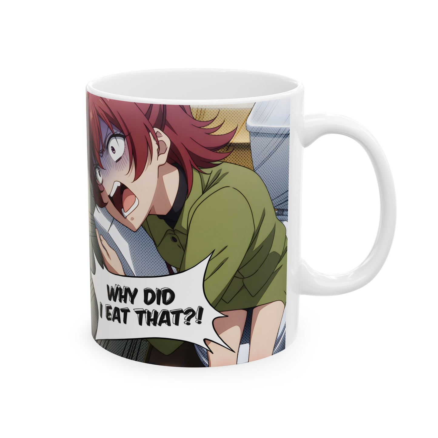 Anime Funny Mug – Hilarious Food Regret Scene, Meme-Style Panic Reaction, Chaotic Anime Girl Coffee Cup