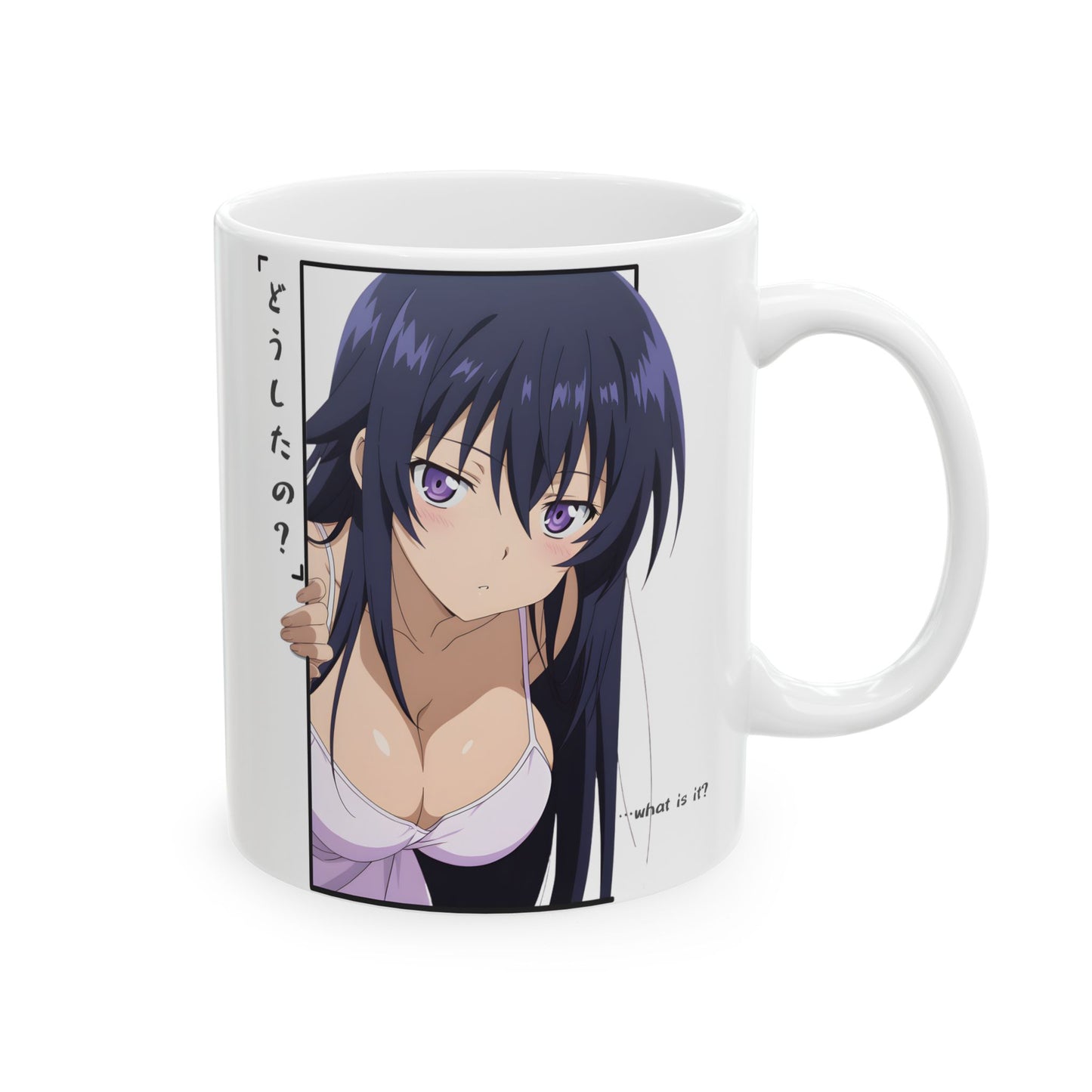 Anime Girl Mug – Curious Peek Waifu Cup, Soft Teasing Anime Aesthetic, Cute Romantic Anime Coffee Mug, Subtle Anime Gift