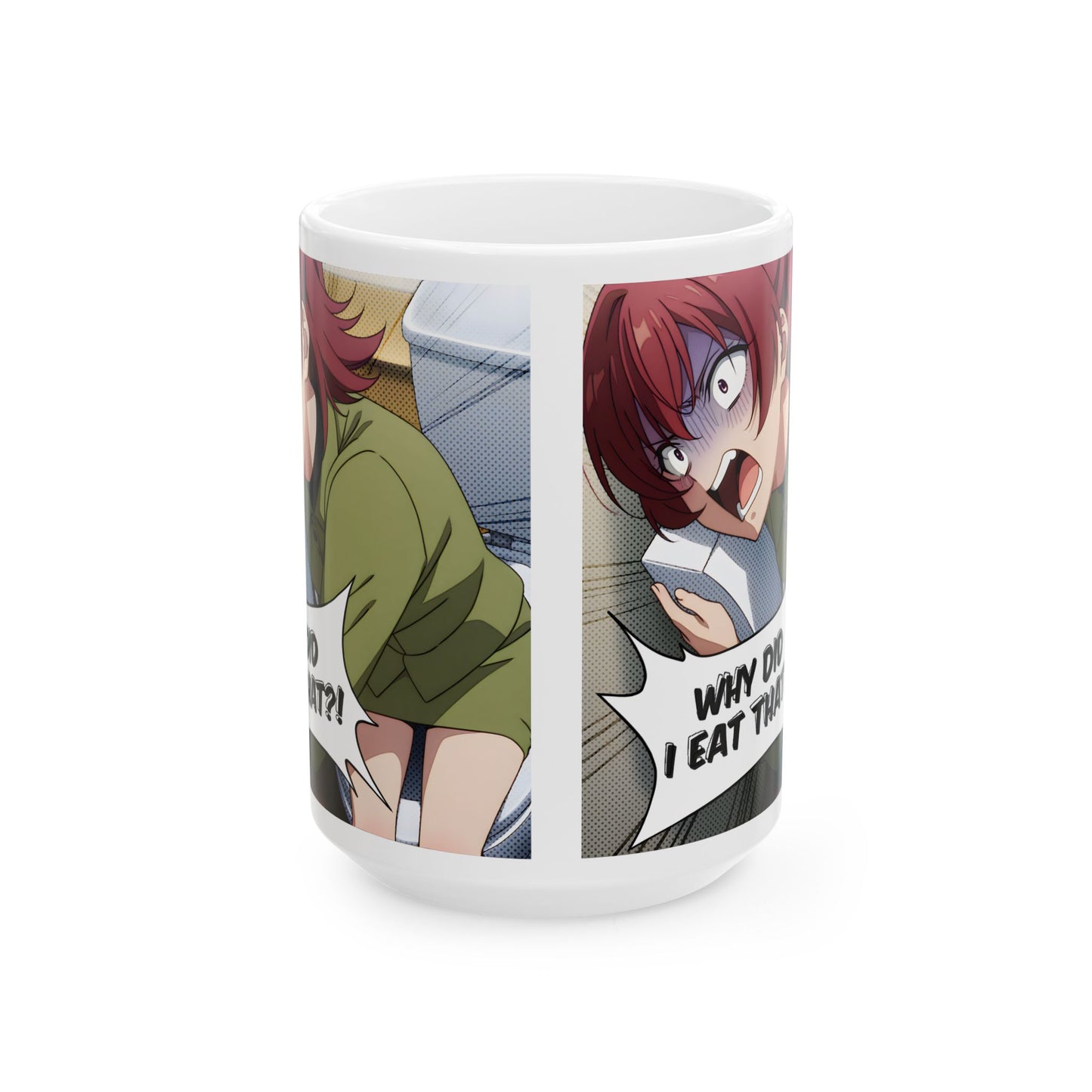 Anime Funny Mug – Hilarious Food Regret Scene, Meme-Style Panic Reaction, Chaotic Anime Girl Coffee Cup