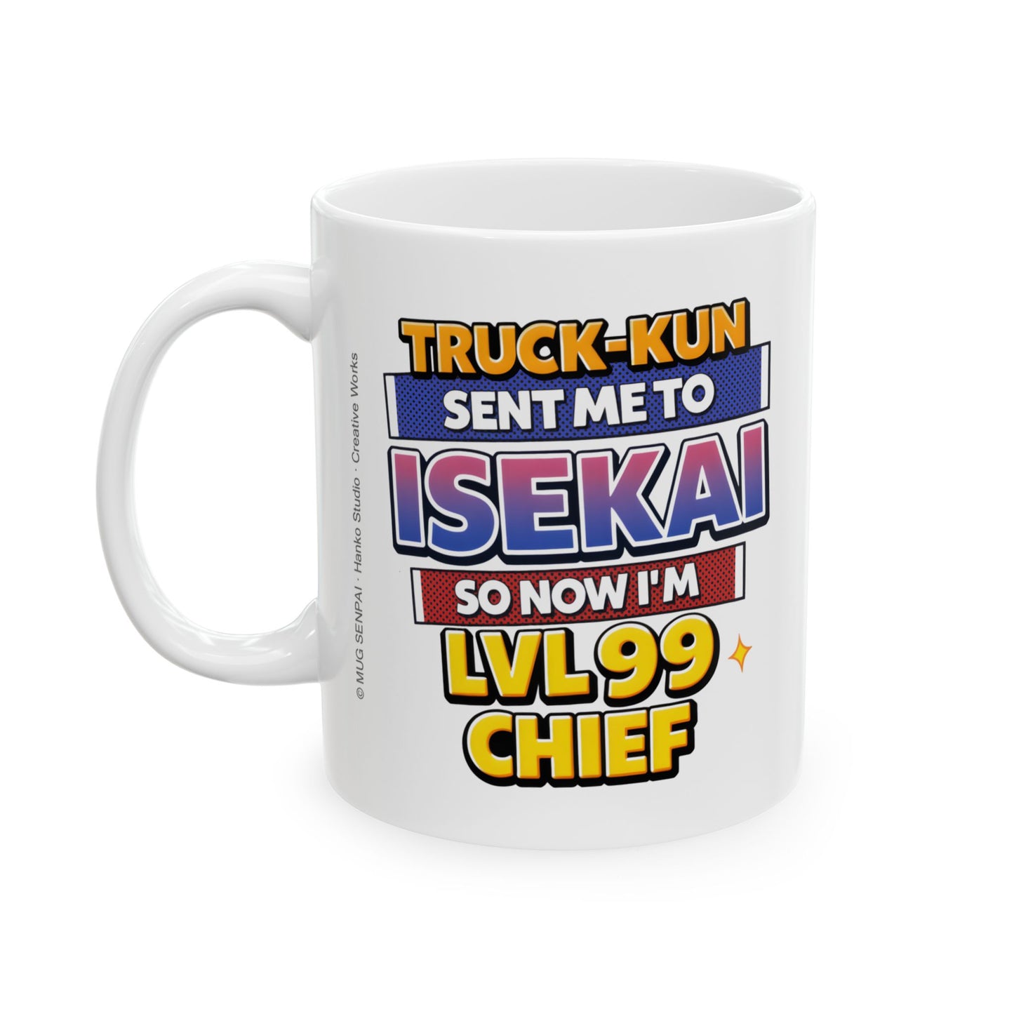 Anime Meme Mug – Truck Kun Isekai Joke Cup, Level 99 Gamer Humor Coffee Mug, Funny Anime Gift