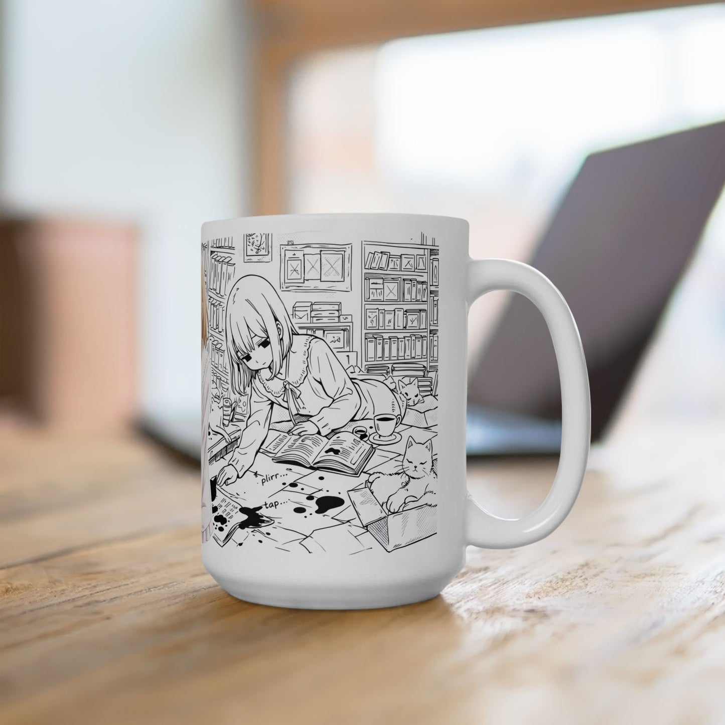 Anime Girl Mug – Cozy Introvert Life Scene, Quiet Daily Aesthetic Cup, Soft Slice of Life Anime Coffee Mug, Calm Homebody Gift