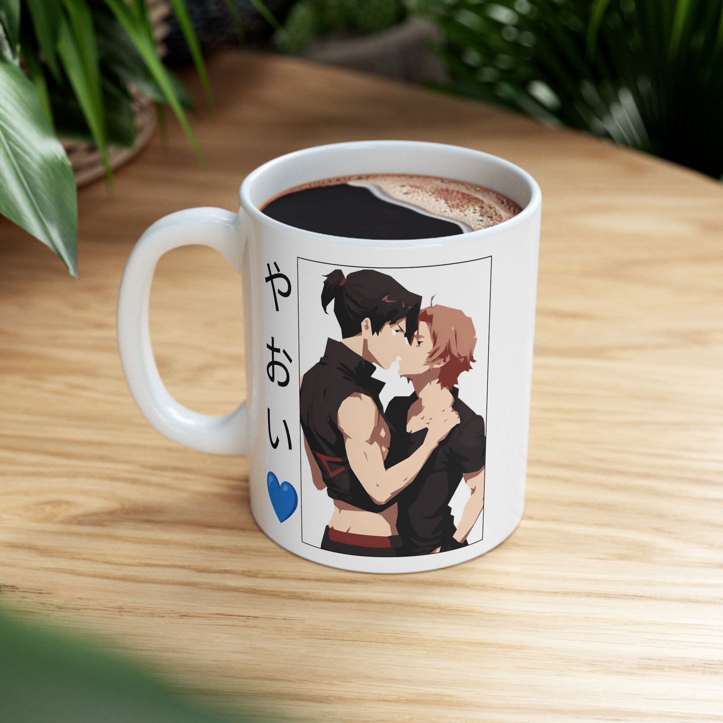 Yaoi Romance Mug – Bold BL Boys Love Cup, Intimate Anime Kanji Design for LGBTQ Fans and Emotional Otaku