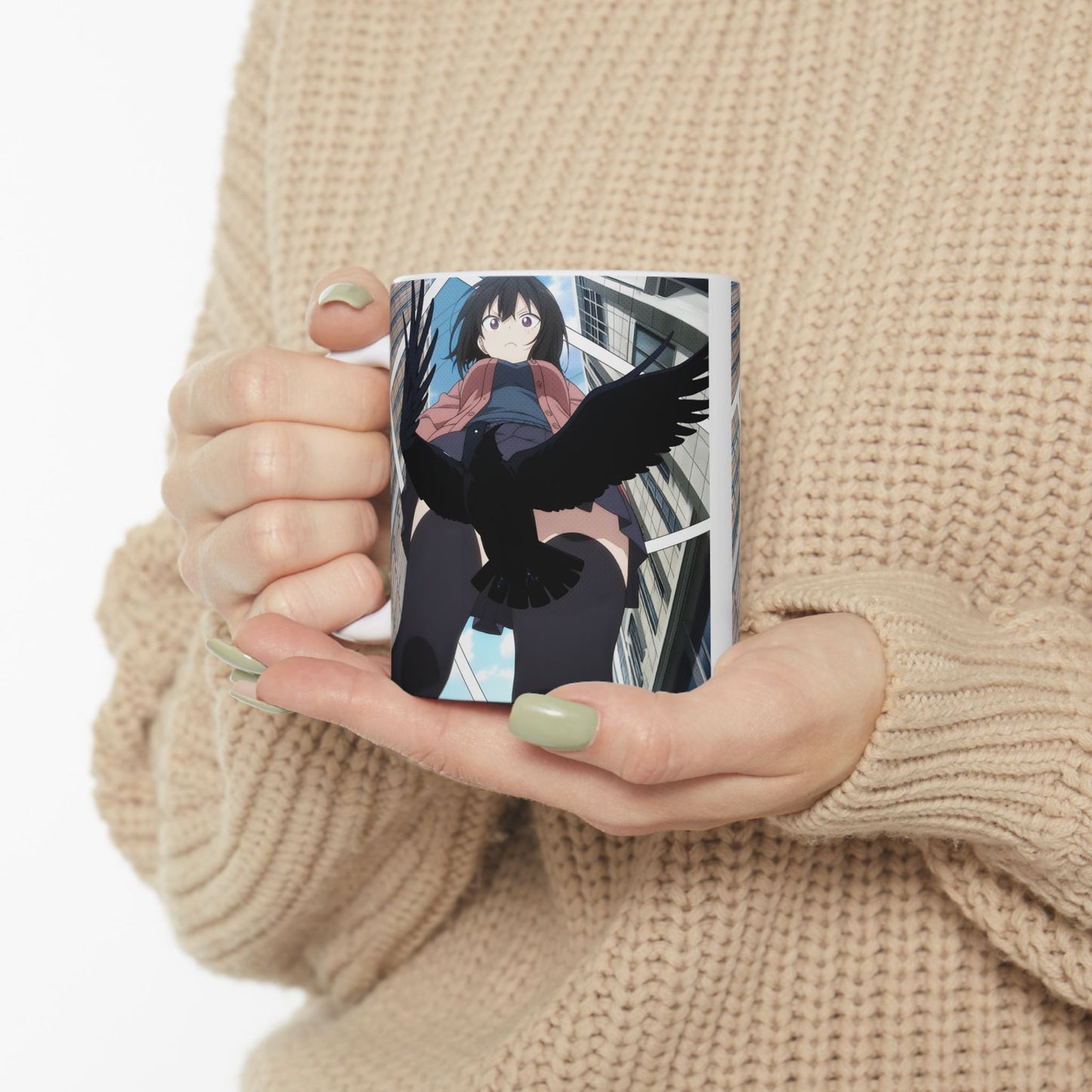 Anime Funny Mug – Crow Block Parody Scene, Hilarious Low-Angle Comedy Moment, Meme-Style Anime Cup