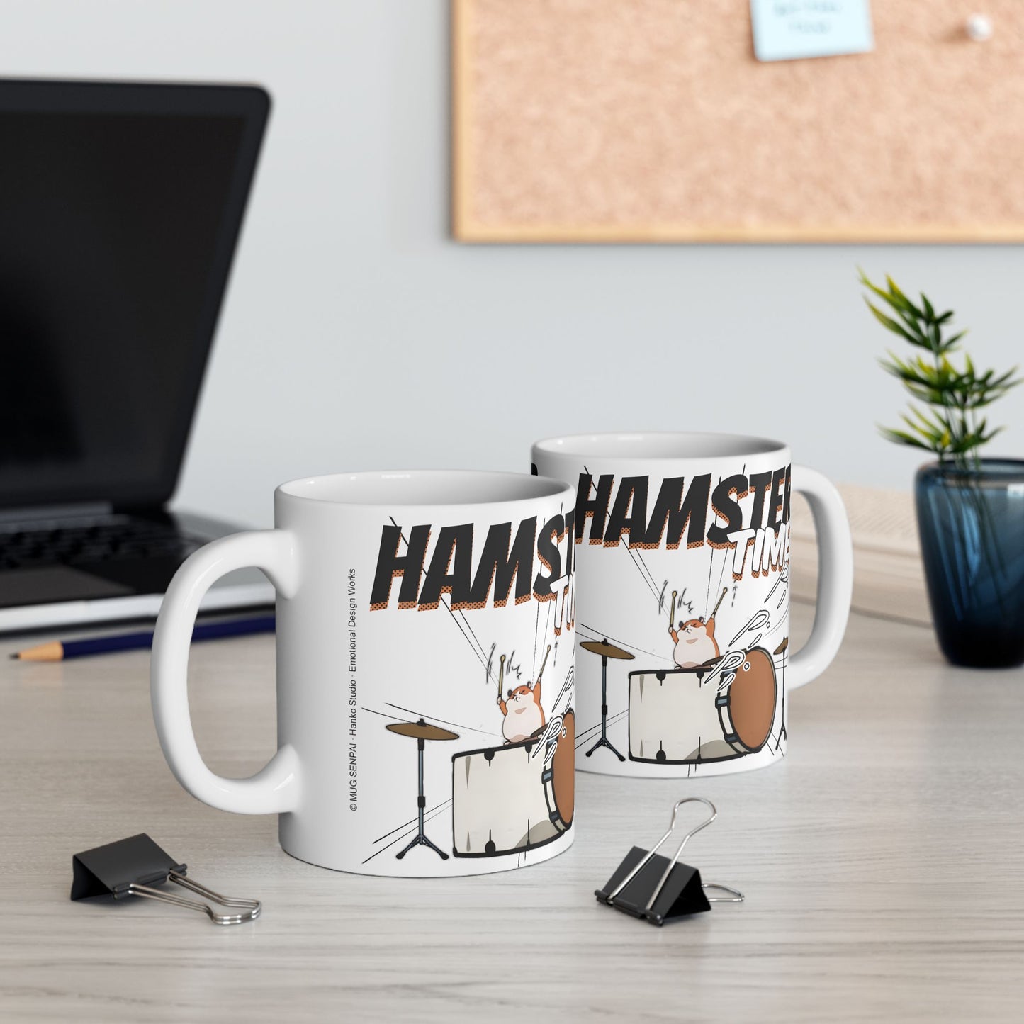 Hamster Meme Mug – Funny Kawaii Drummer Scene, Chaotic Animal Manga Coffee Cup for Desk Gremlins