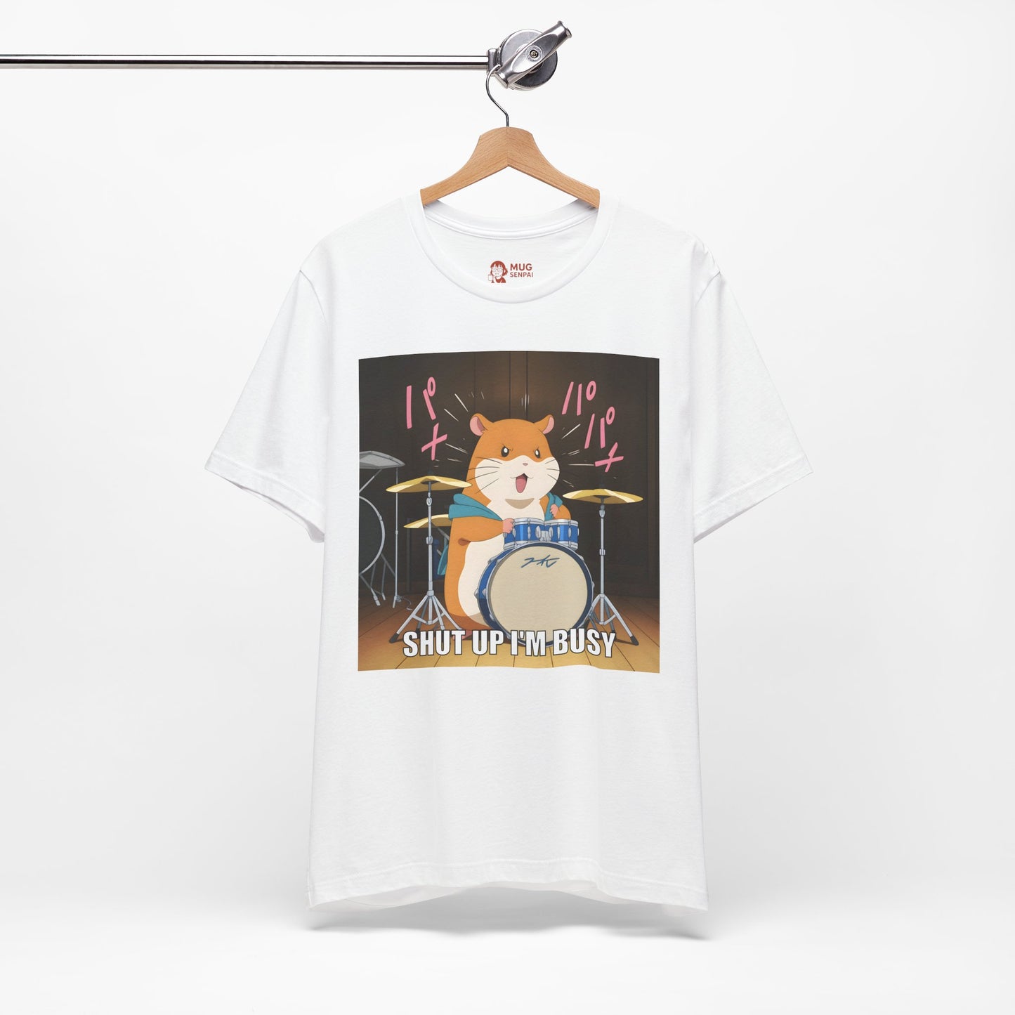 Funny Hamster Shirt – Shut Up I’m Busy Meme Tee, Drummer Animal T-Shirt for Musicians, Meme Goblins, and Loud Chaos Gremlins