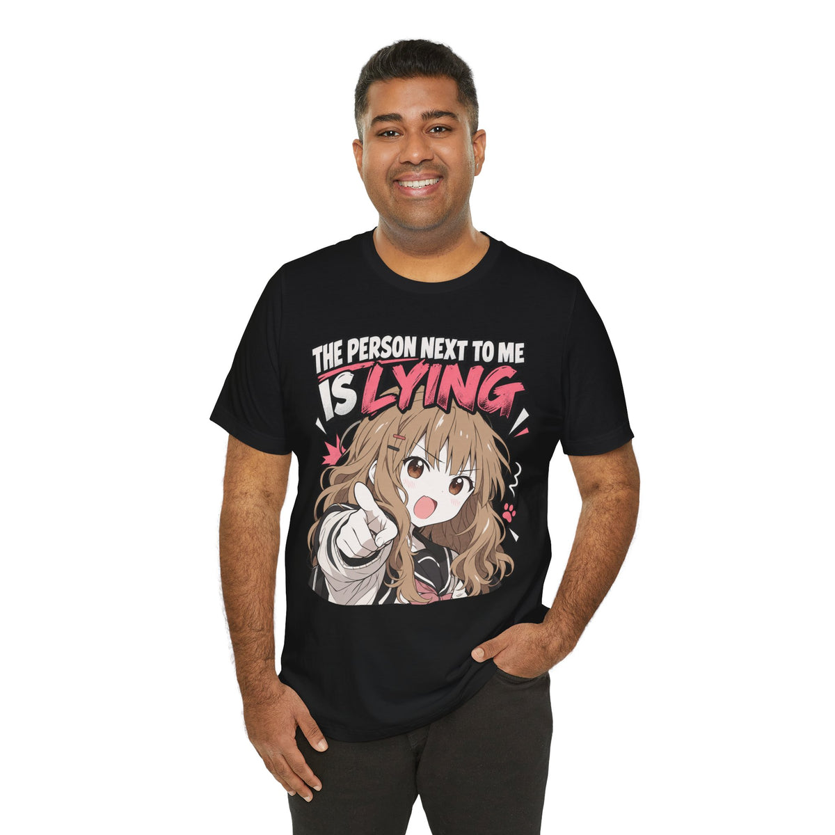 Anime Meme Shirt – The Person Next to Me Is Lying Tee
