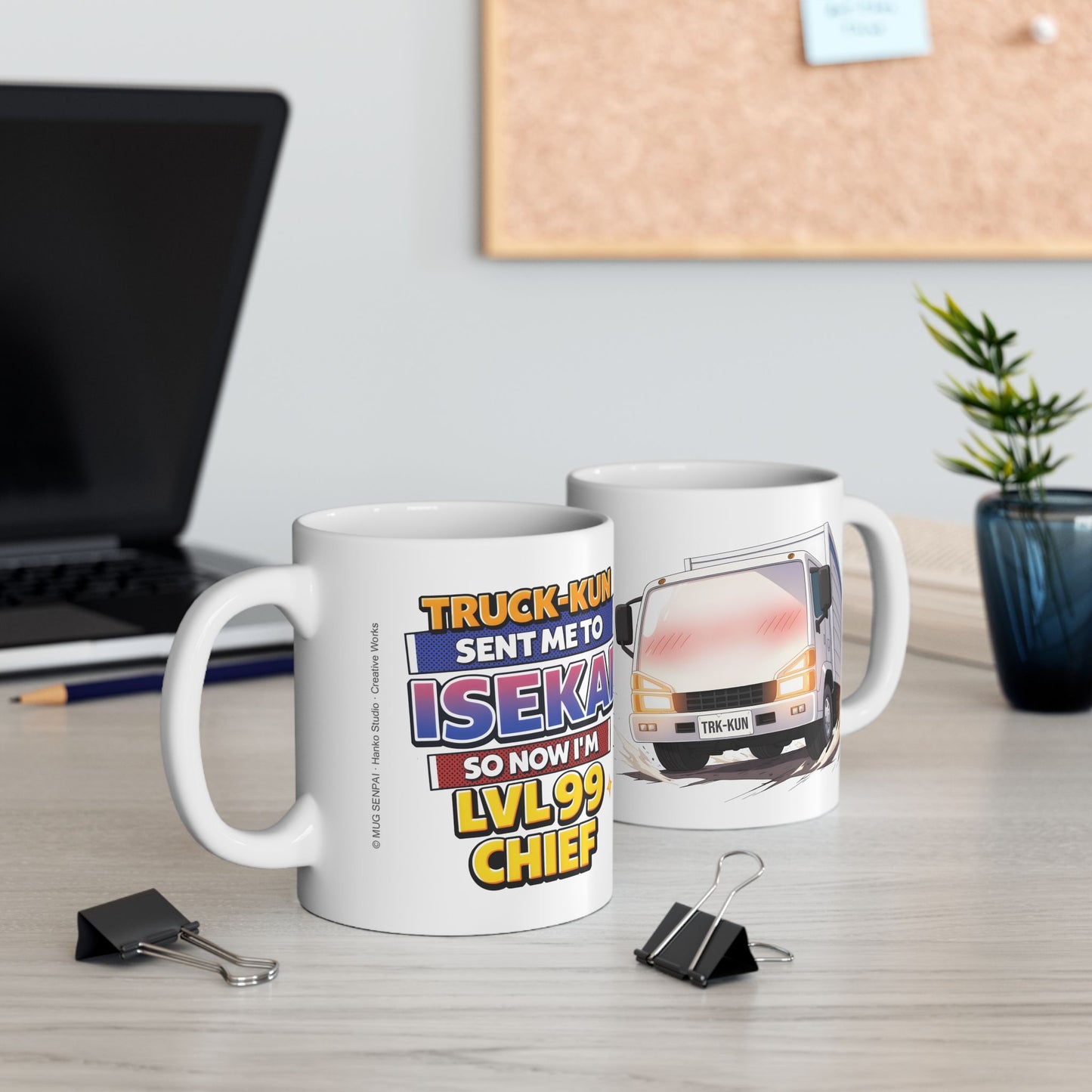Anime Meme Mug – Truck Kun Isekai Joke Cup, Level 99 Gamer Humor Coffee Mug, Funny Anime Gift