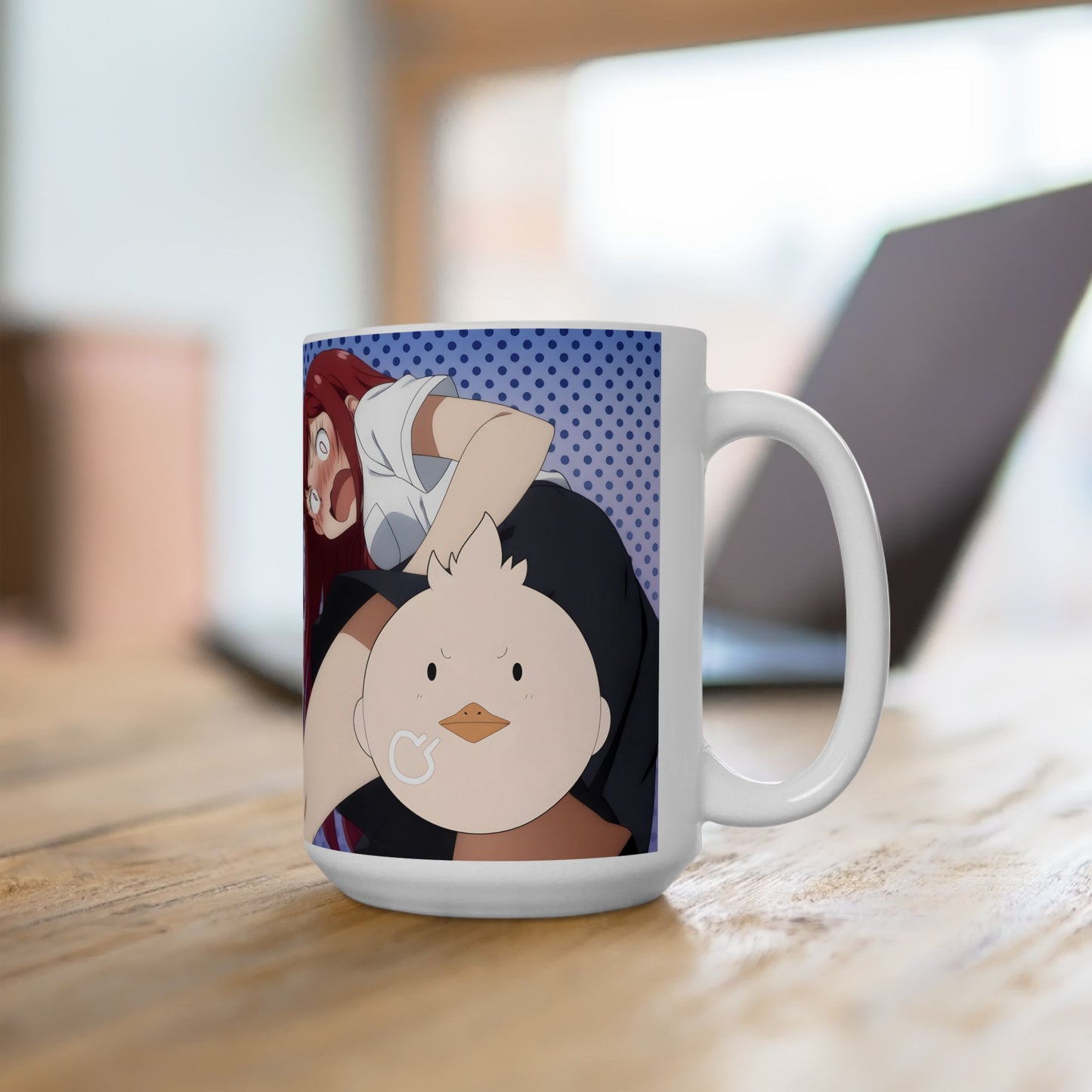 Anime Meme Mug – Blushing Panic Anime Girl Cup, Funny Ecchi Reaction Mug, Chaotic Otaku Humor Coffee Mug, Weird Anime Gag Gift