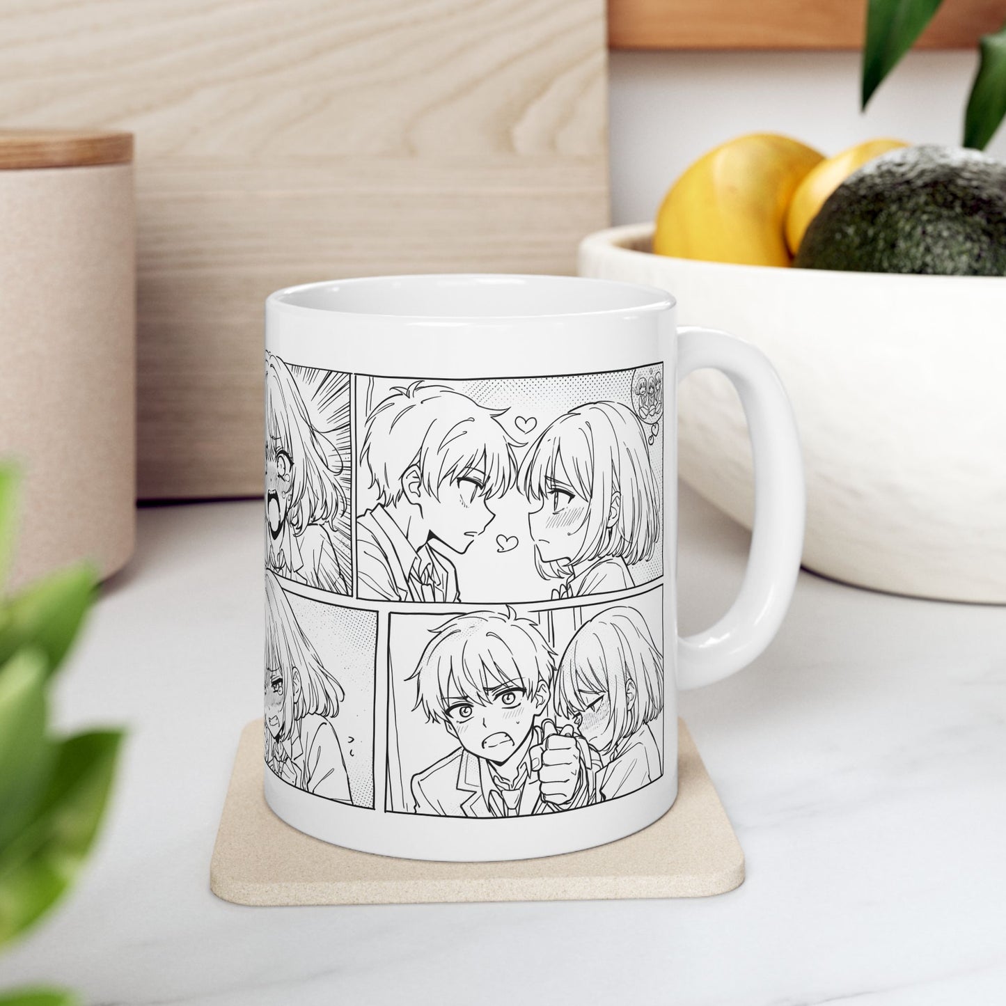 Manga Anime Mug – Emotional Romance Panel Scene, Love Story Manga Coffee Cup, Soft Dramatic Anime Mug, Romantic Otaku Gift
