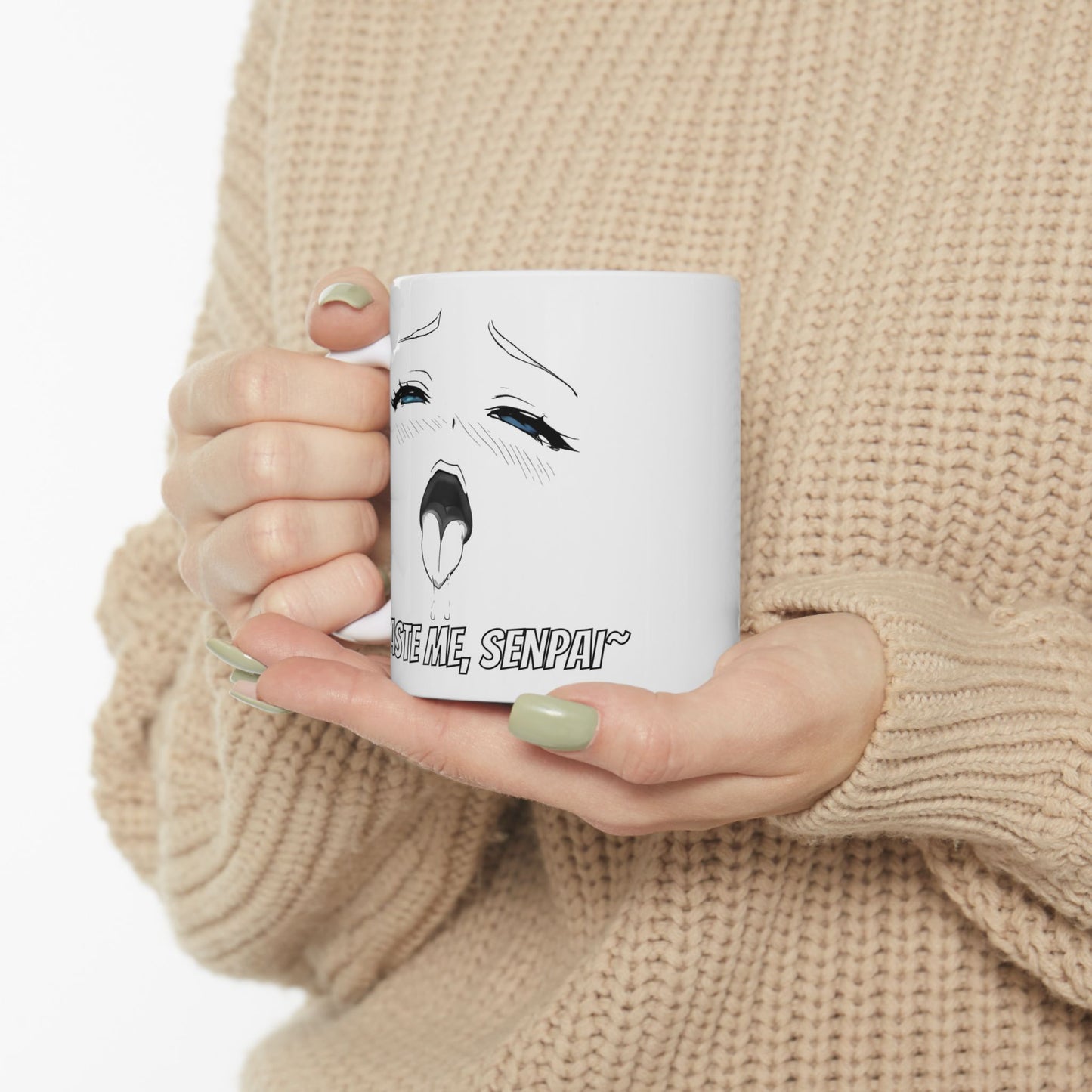 Ahegao Meme Mug – “Taste Me, Senpai” Lewd Anime Face with Blue Eyes, NSFW Otaku Coffee Cup for Bold Weeb Energy and Spicy Gags