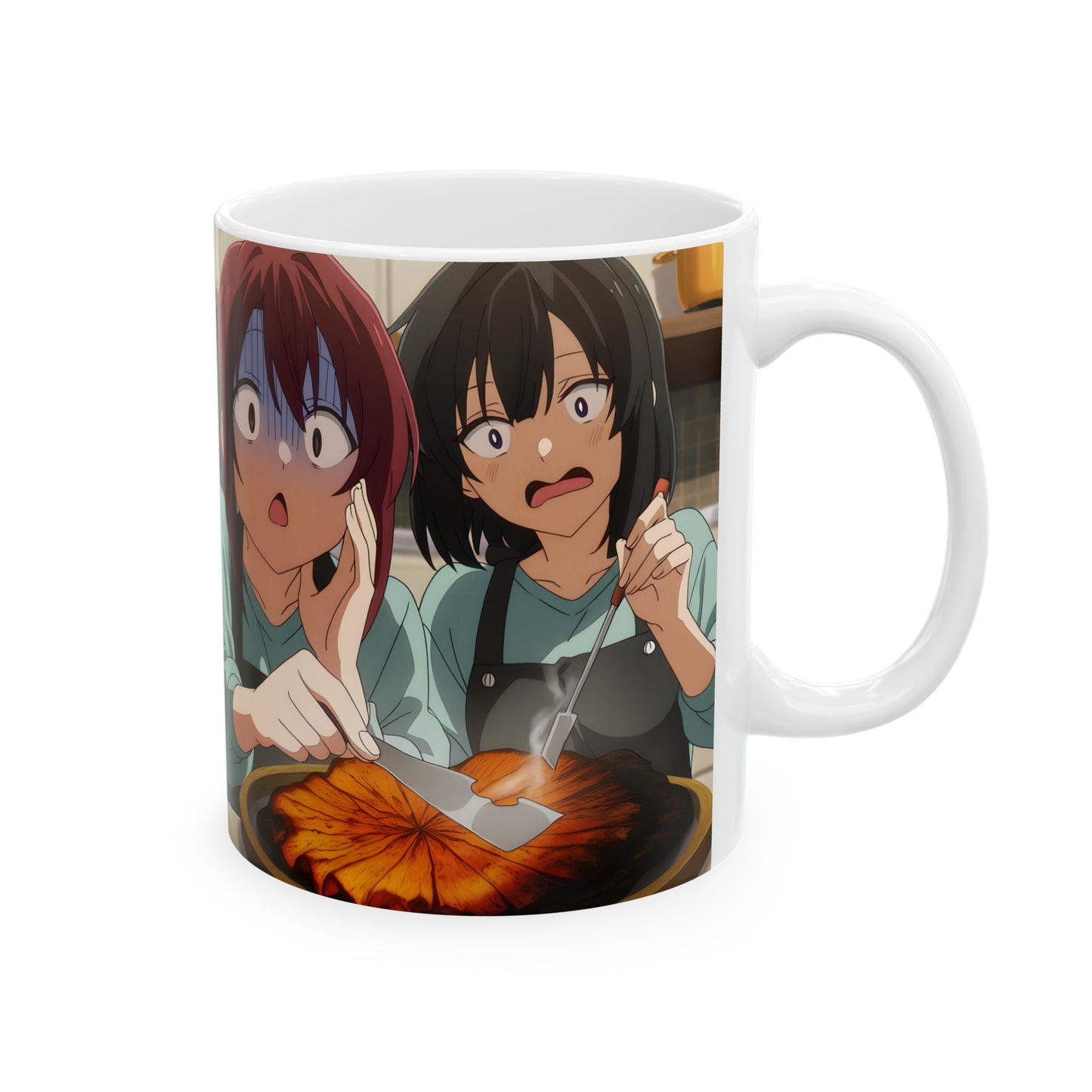 Anime Funny Mug – Kitchen Fail Girls, Hilarious Cooking Disaster Scene Cup