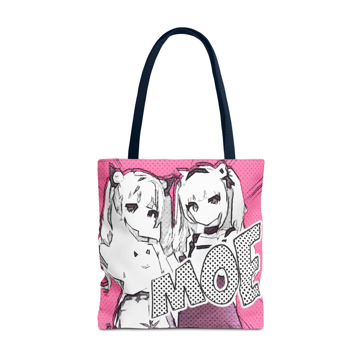 Anime Tote Bag – Pink Pop-Manga MOE Girls, Cute Manga Art Aesthetic Bag