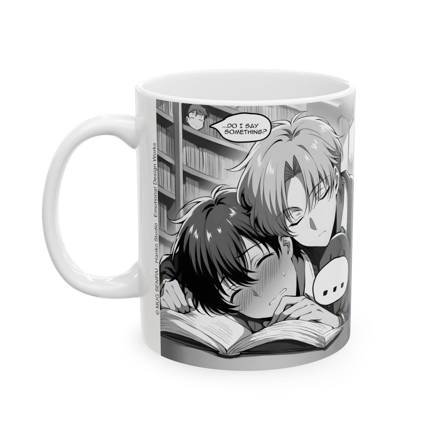 BL Anime Mug – Soft Library Scene, Sleepy Manga Boys Moment, Gentle Slow-Burn Romance Coffee Cup